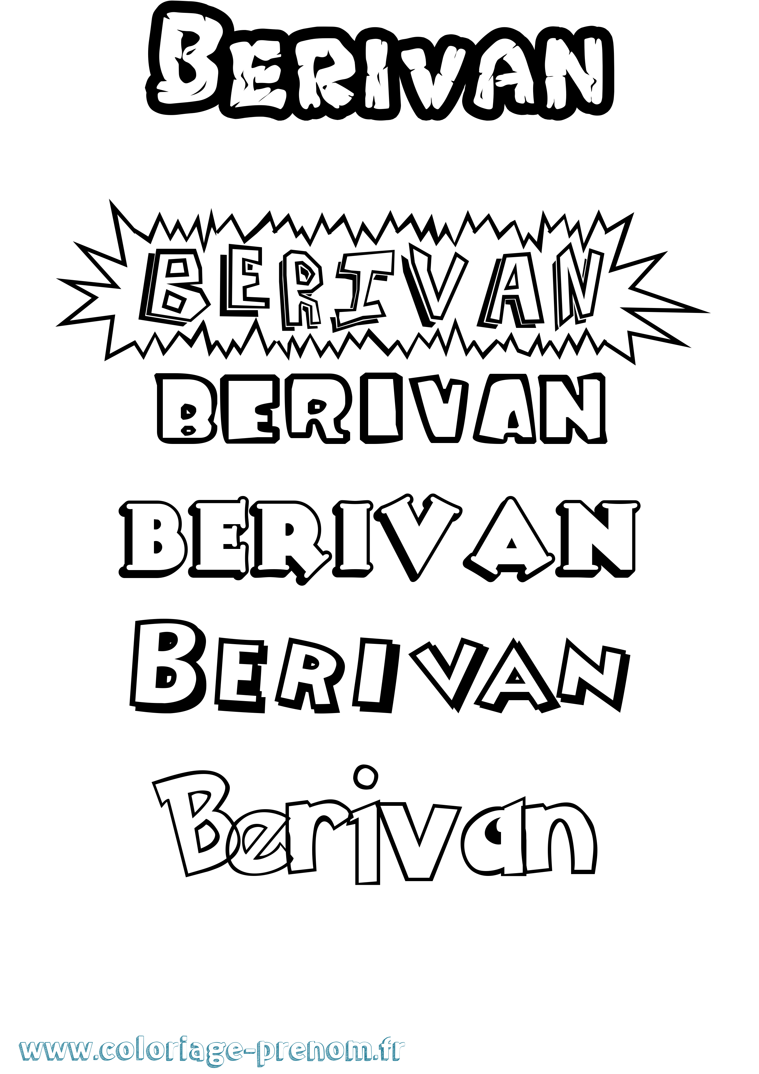 Coloriage Berivan Dessin Animé Coloriage prénom Berivan Dessin Animé
