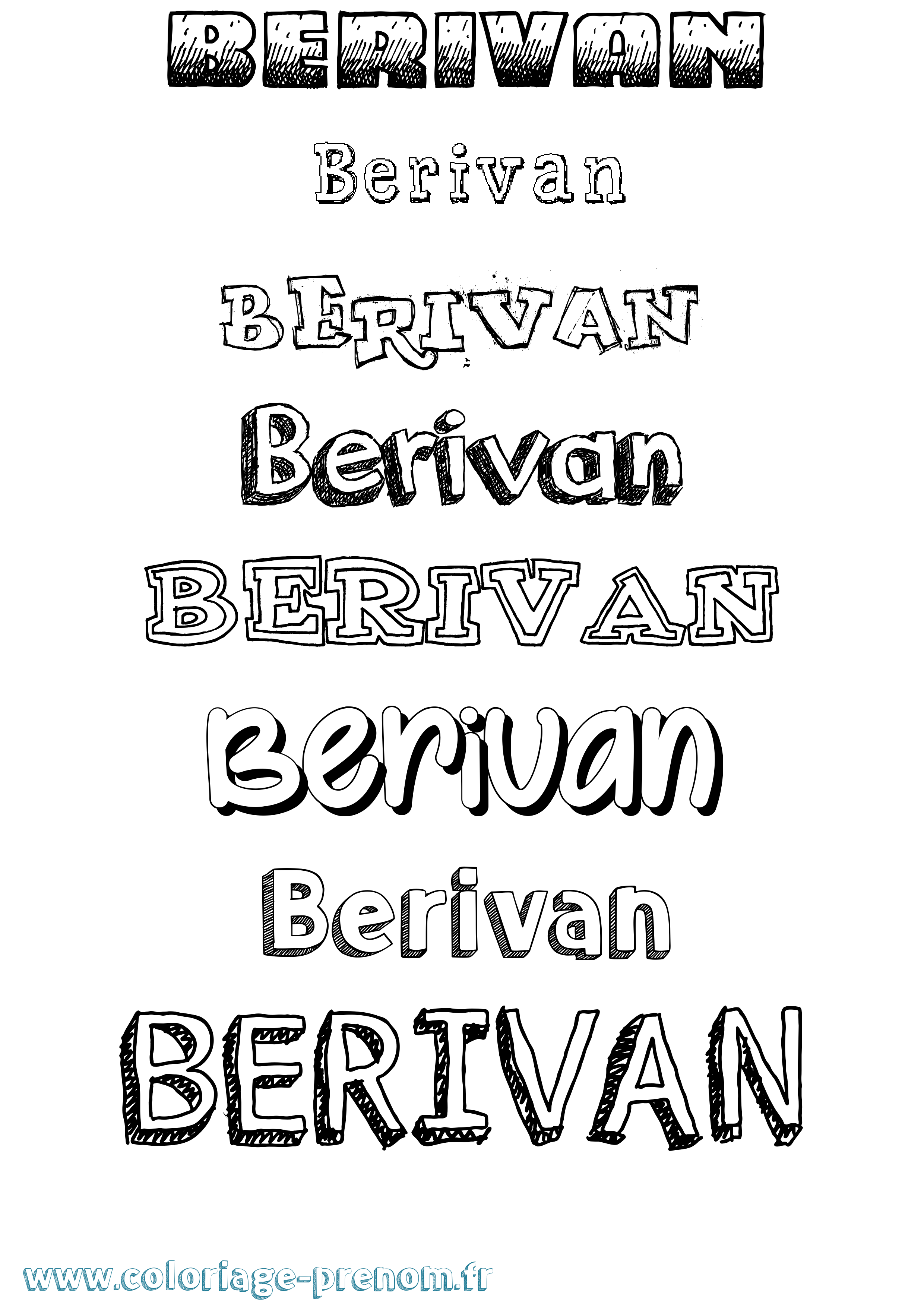 Coloriage Berivan Dessiné Coloriage prénom Berivan Dessiné