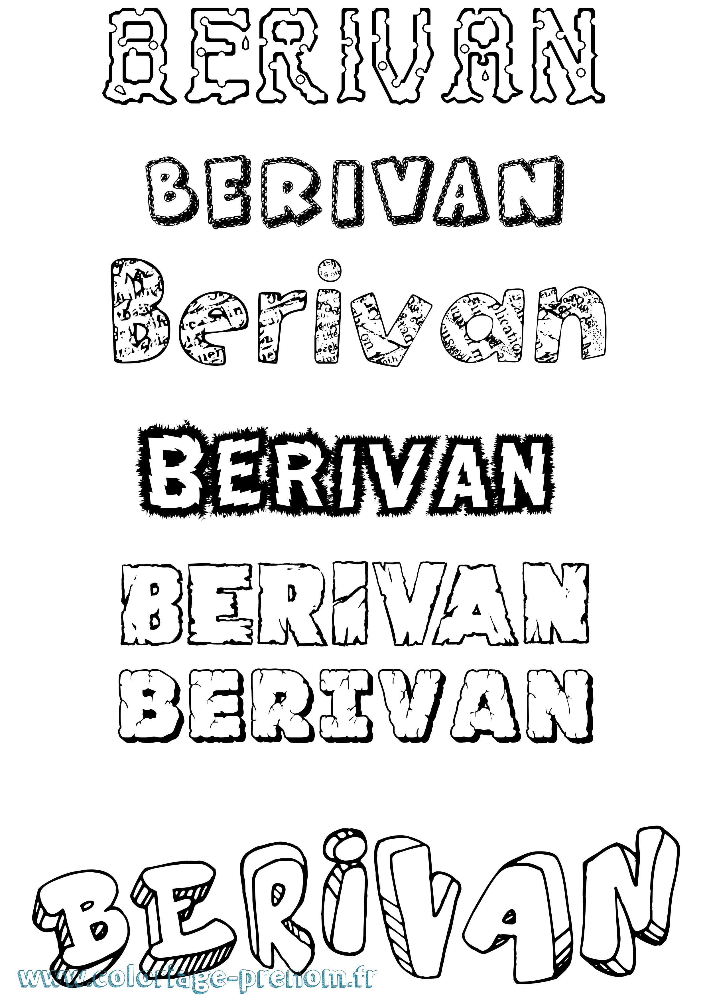 Coloriage Berivan Destructuré Coloriage prénom Berivan Destructuré