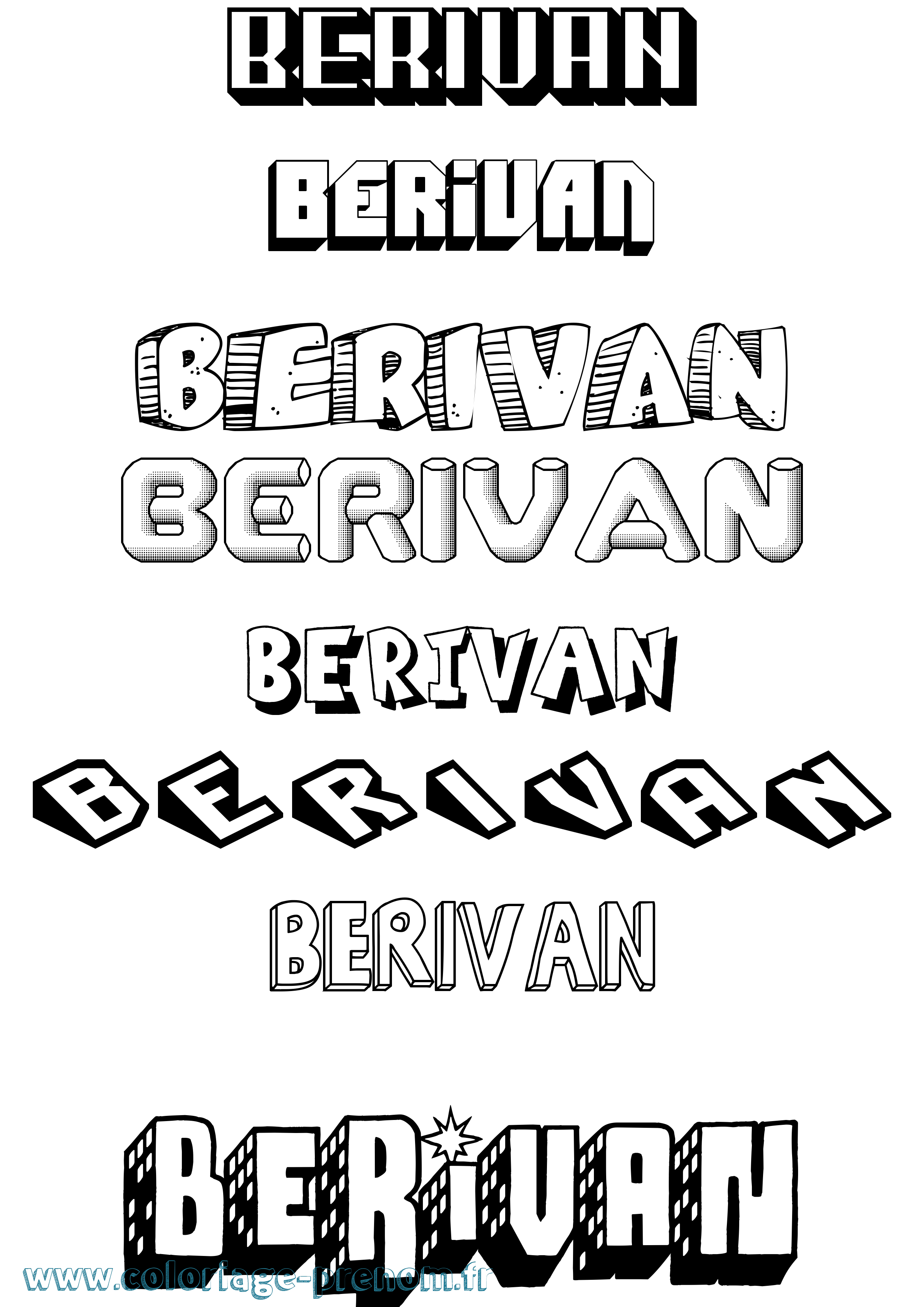 Coloriage Berivan Effet 3D Coloriage prénom Berivan Effet 3D