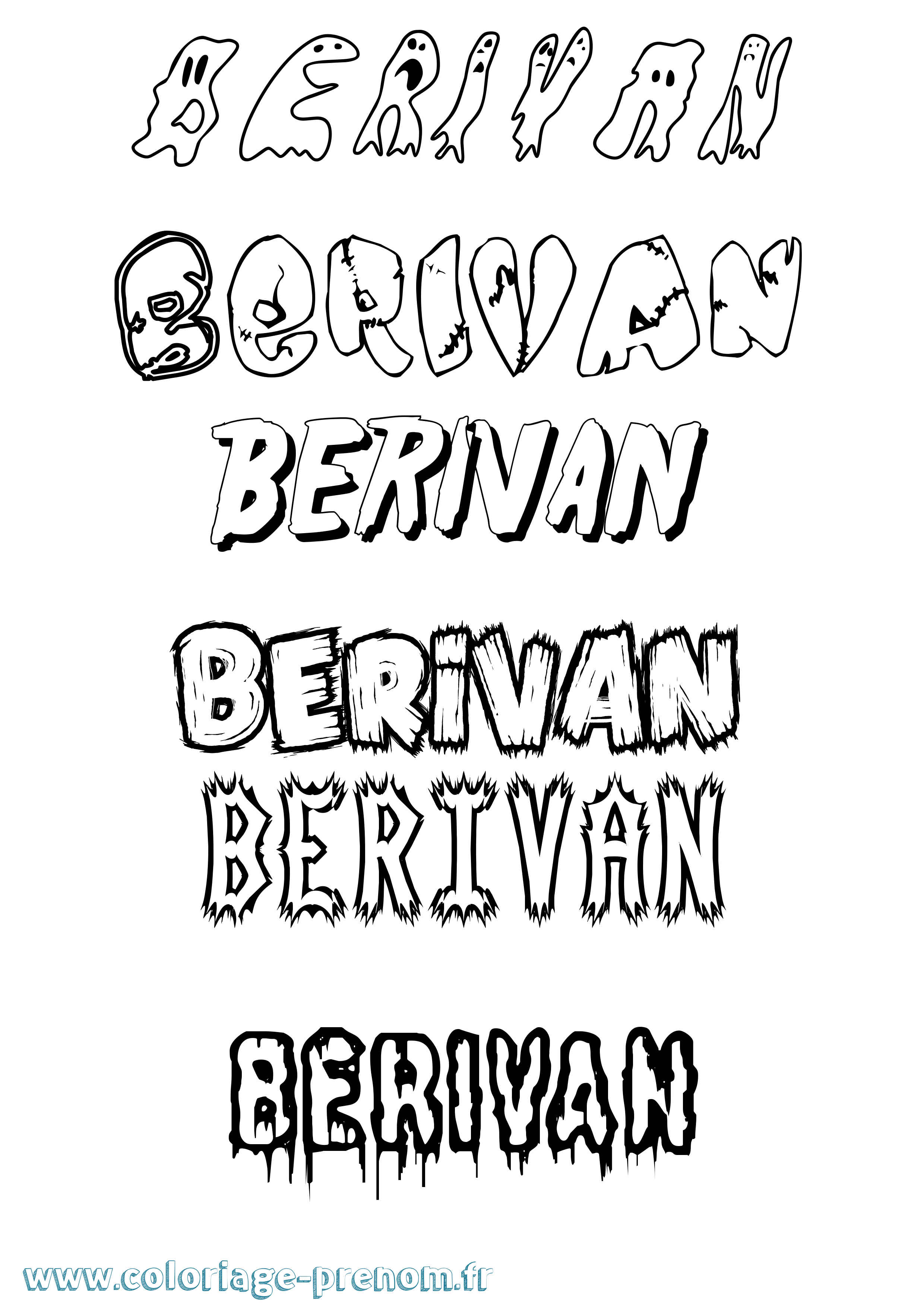 Coloriage Berivan Frisson Coloriage prénom Berivan Frisson