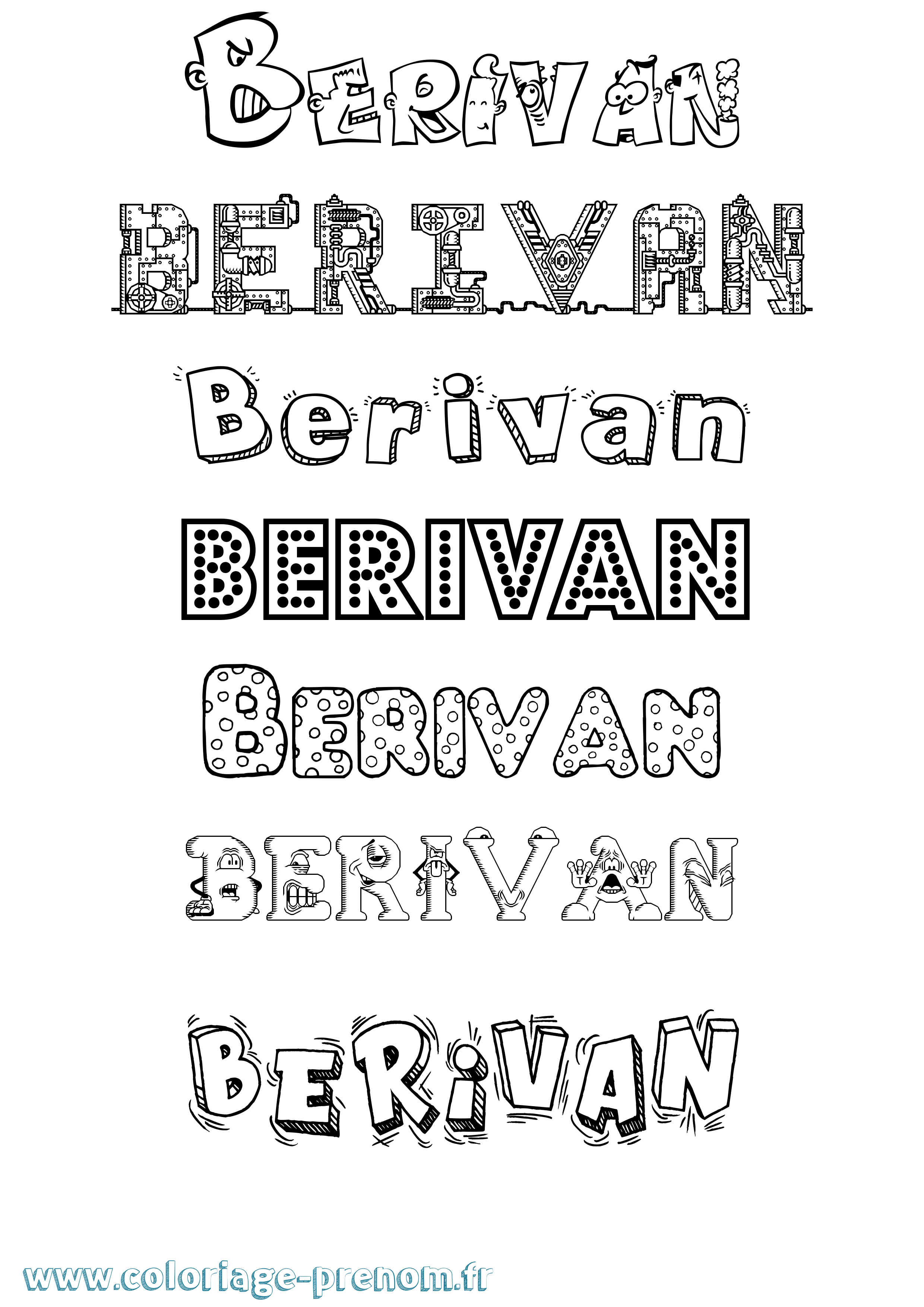 Coloriage Berivan Fun Coloriage prénom Berivan Fun