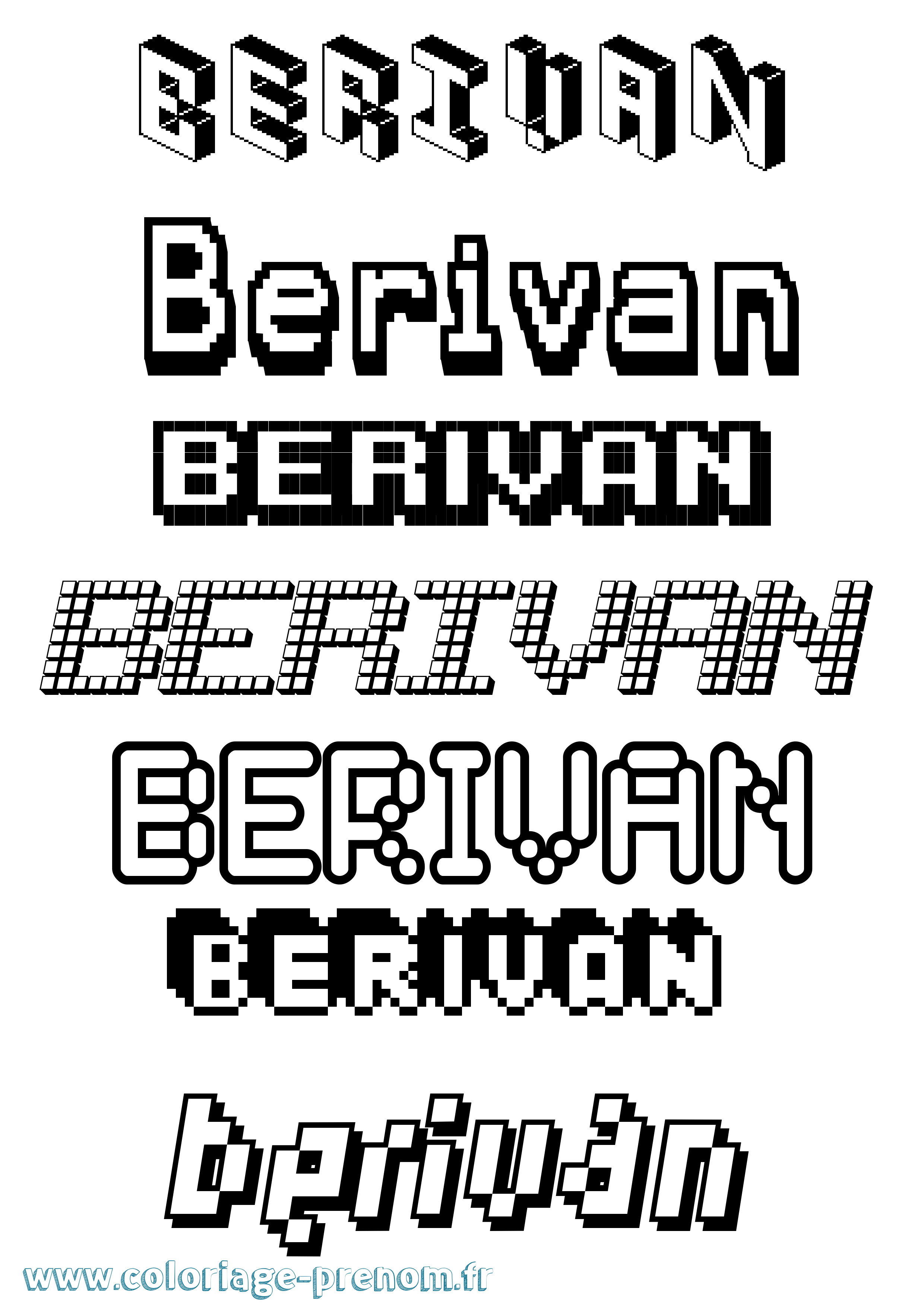 Coloriage Berivan Pixel Coloriage prénom Berivan Pixel