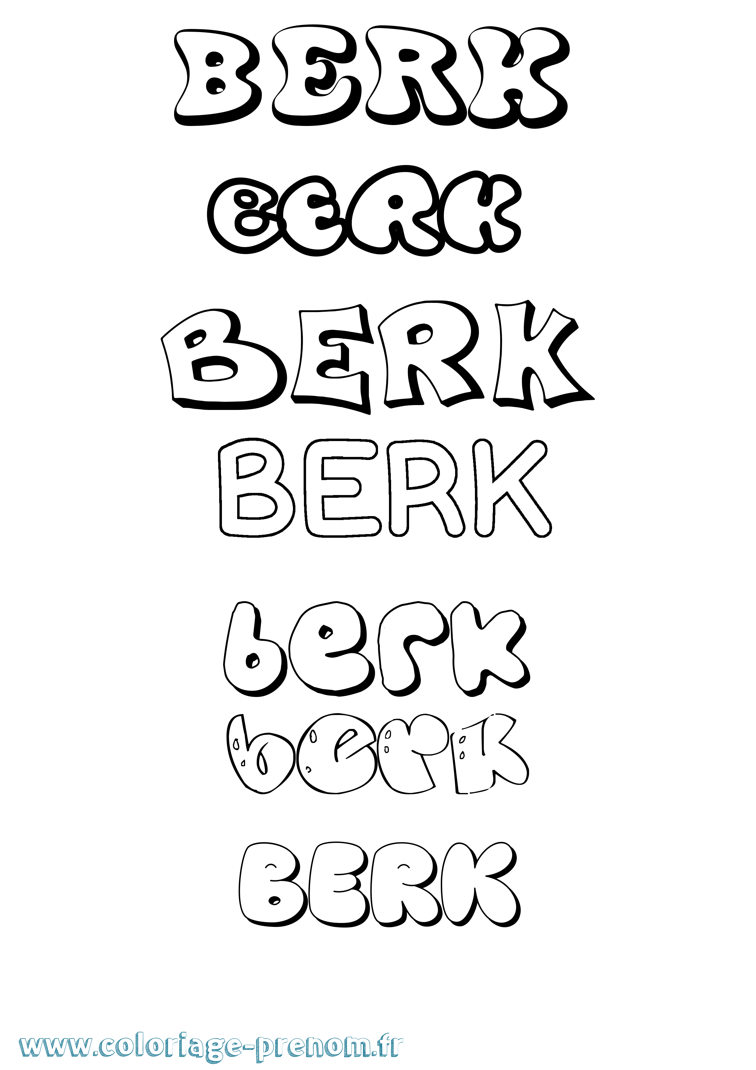 Coloriage Berk Bubble Coloriage prénom Berk Bubble