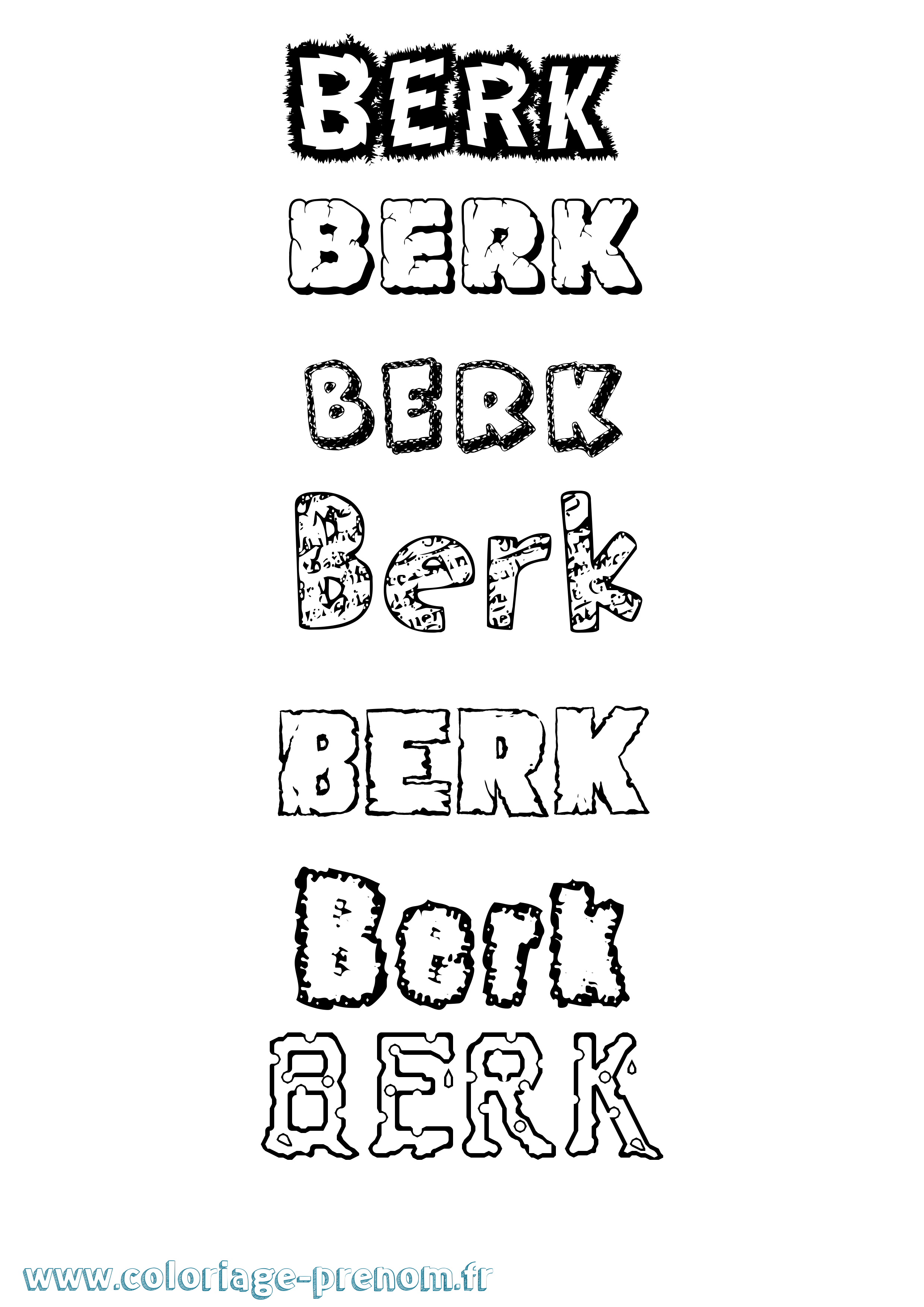 Coloriage Berk Destructuré Coloriage prénom Berk Destructuré