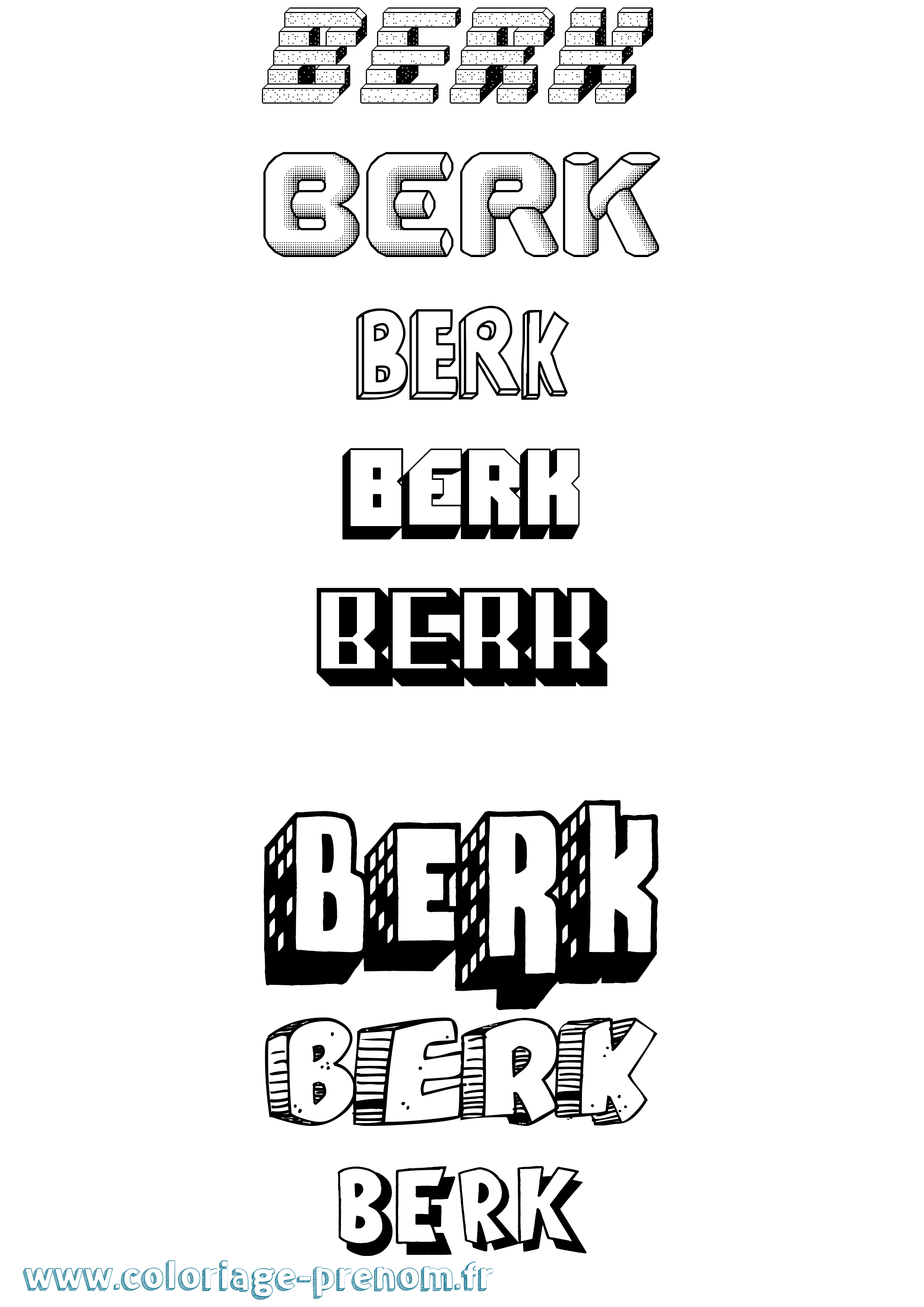 Coloriage Berk Effet 3D Coloriage prénom Berk Effet 3D