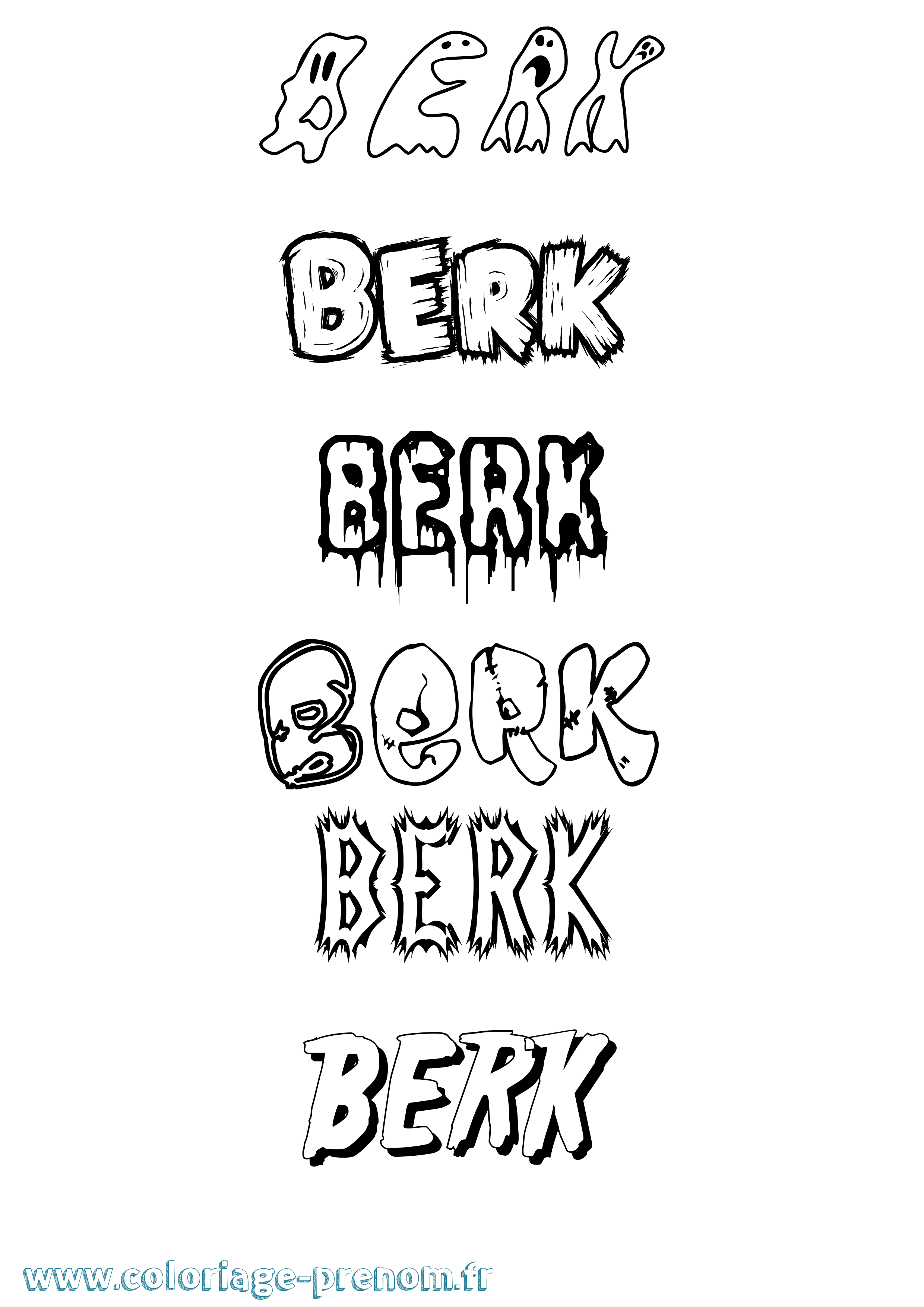 Coloriage Berk Frisson Coloriage prénom Berk Frisson