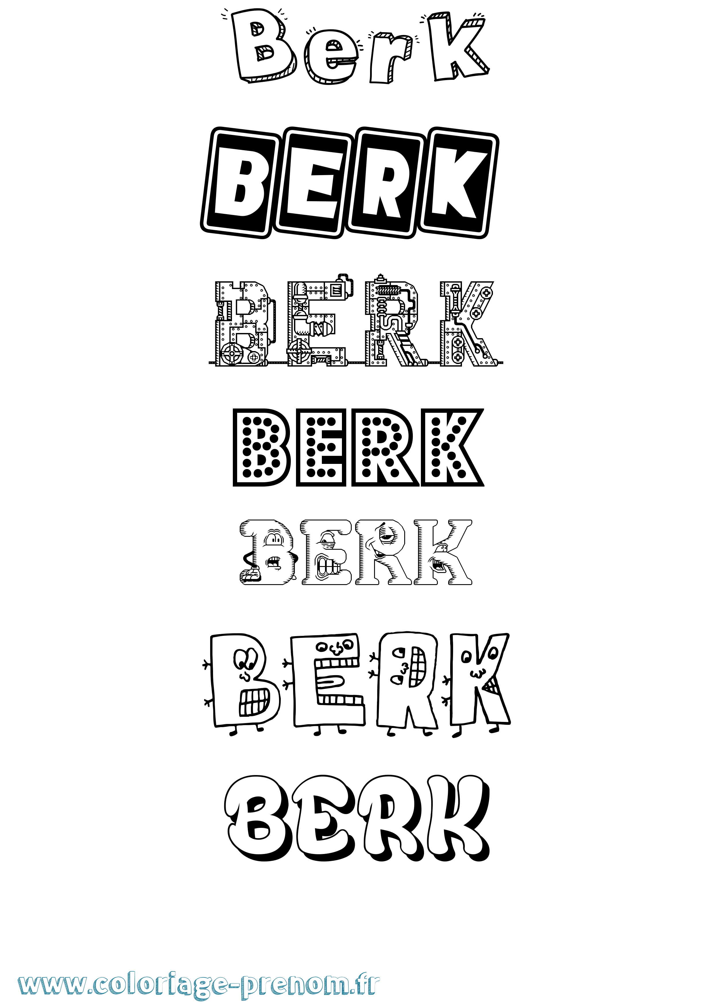 Coloriage Berk Fun Coloriage prénom Berk Fun