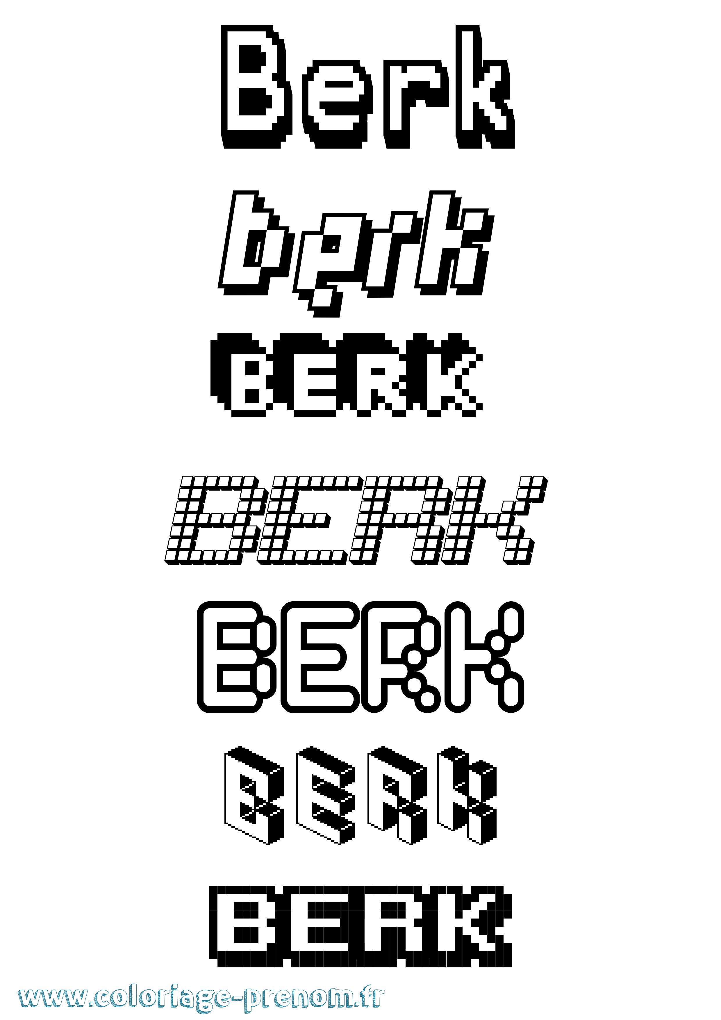 Coloriage Berk Pixel Coloriage prénom Berk Pixel