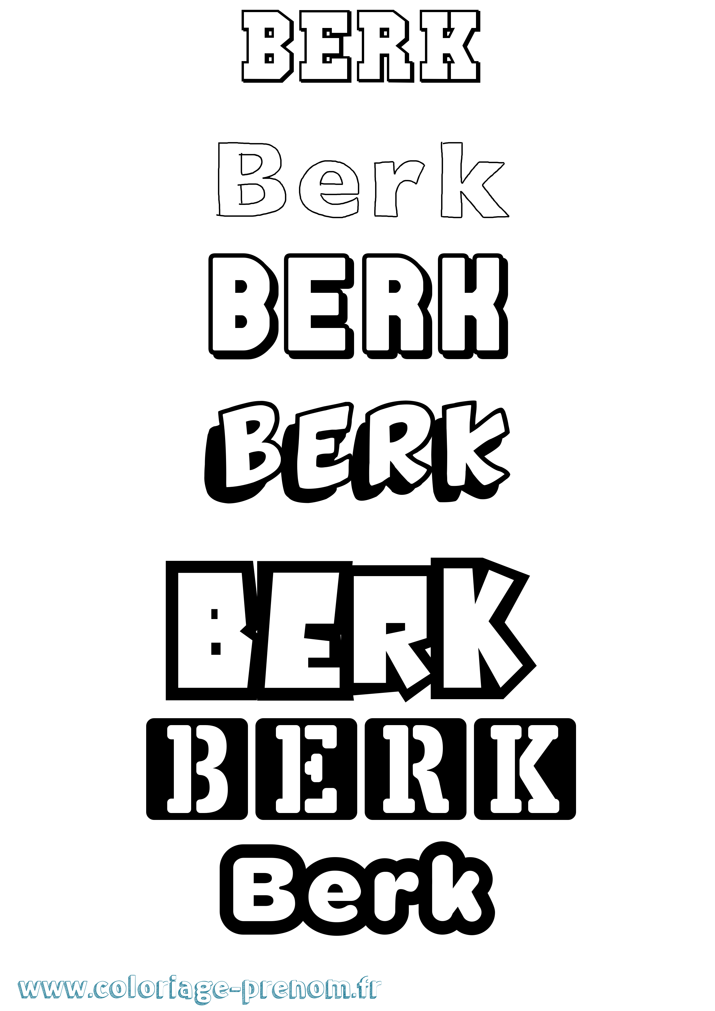Coloriage Berk Simple Coloriage prénom Berk Simple