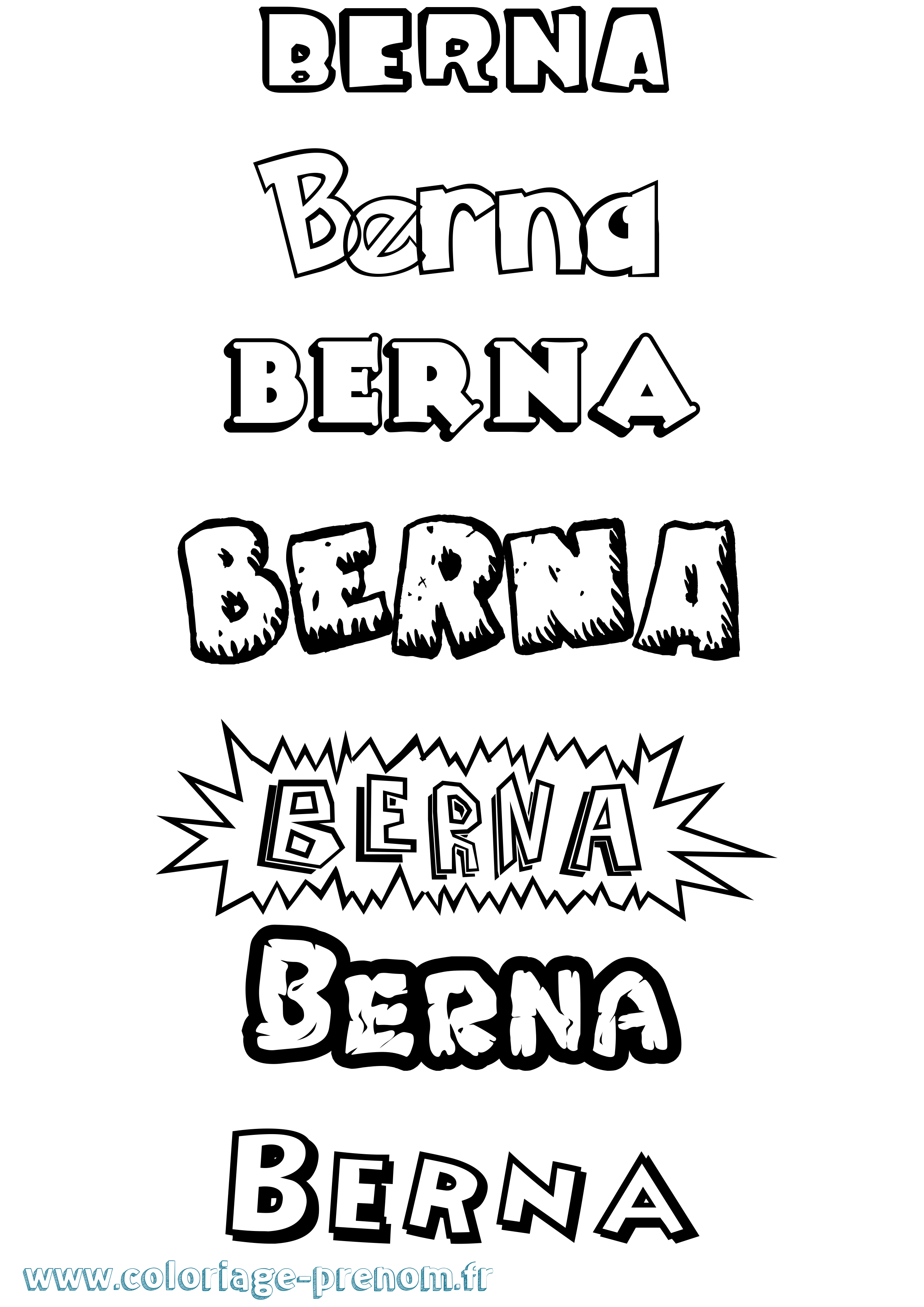 Coloriage prénom Berna Dessin Animé