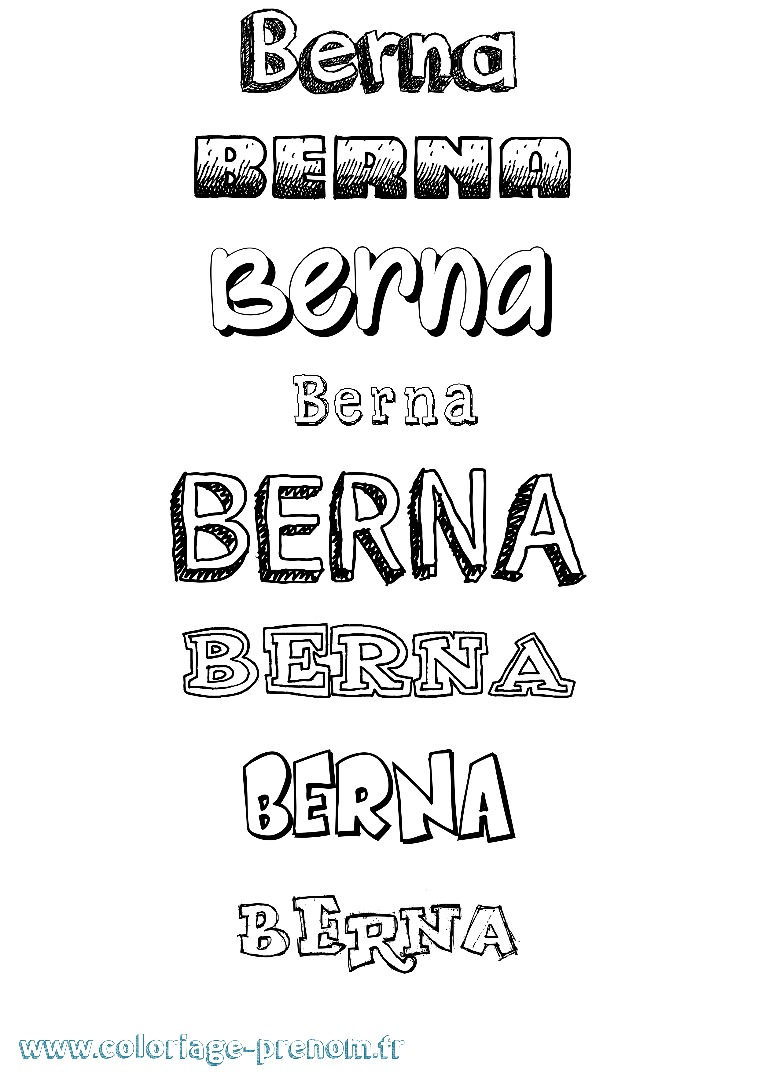 Coloriage prénom Berna Dessiné