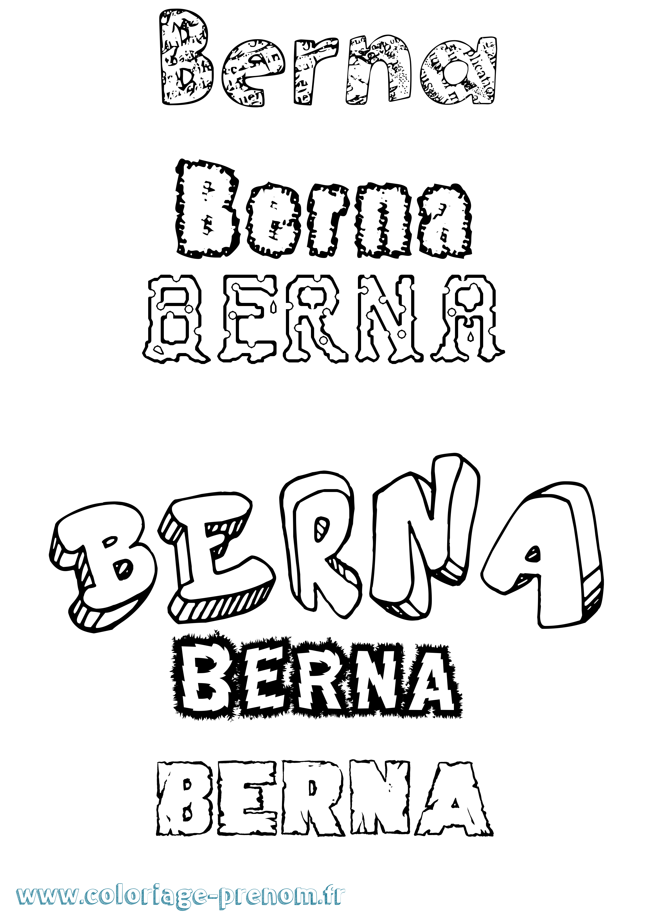 Coloriage prénom Berna Destructuré