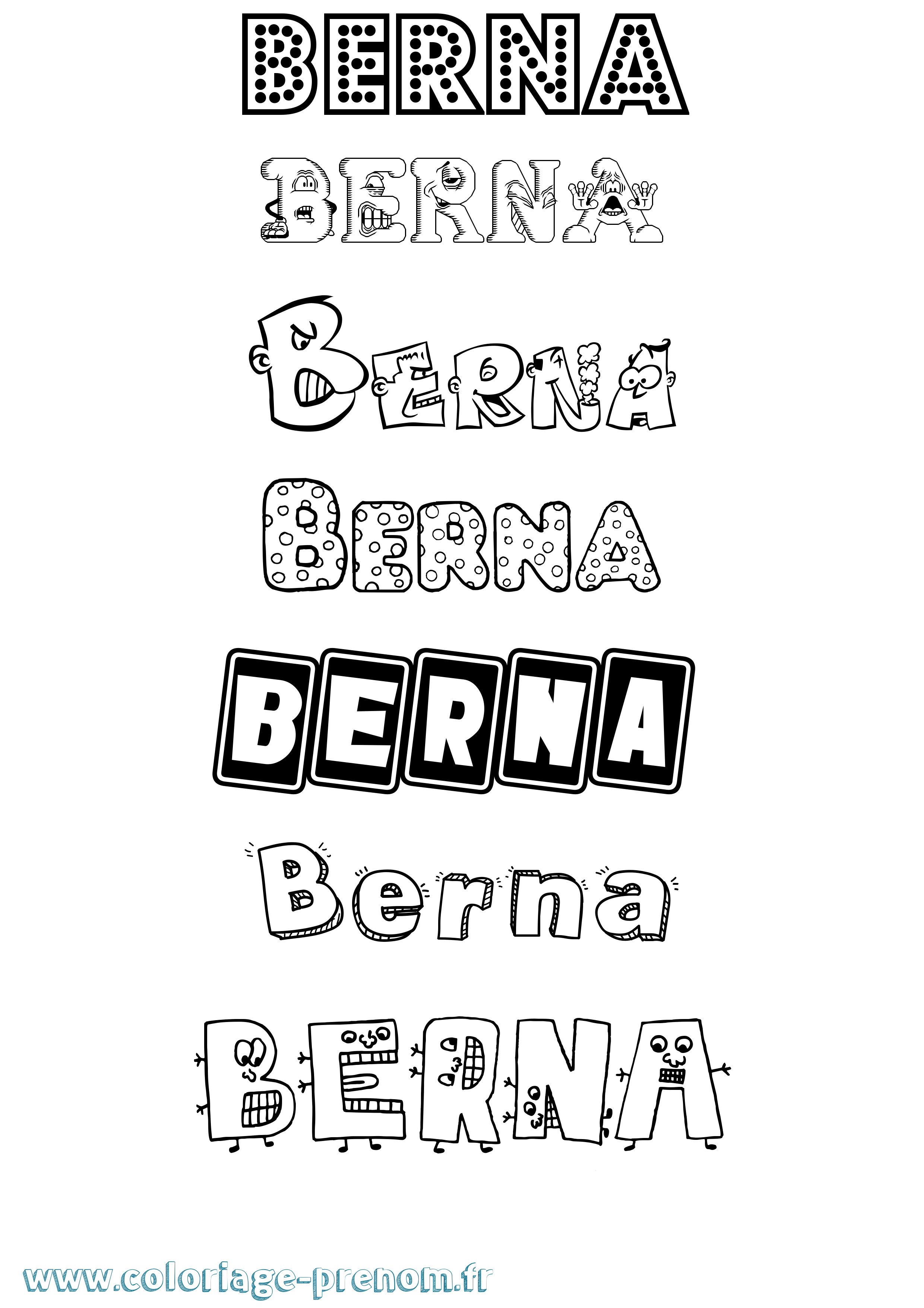 Coloriage prénom Berna Fun