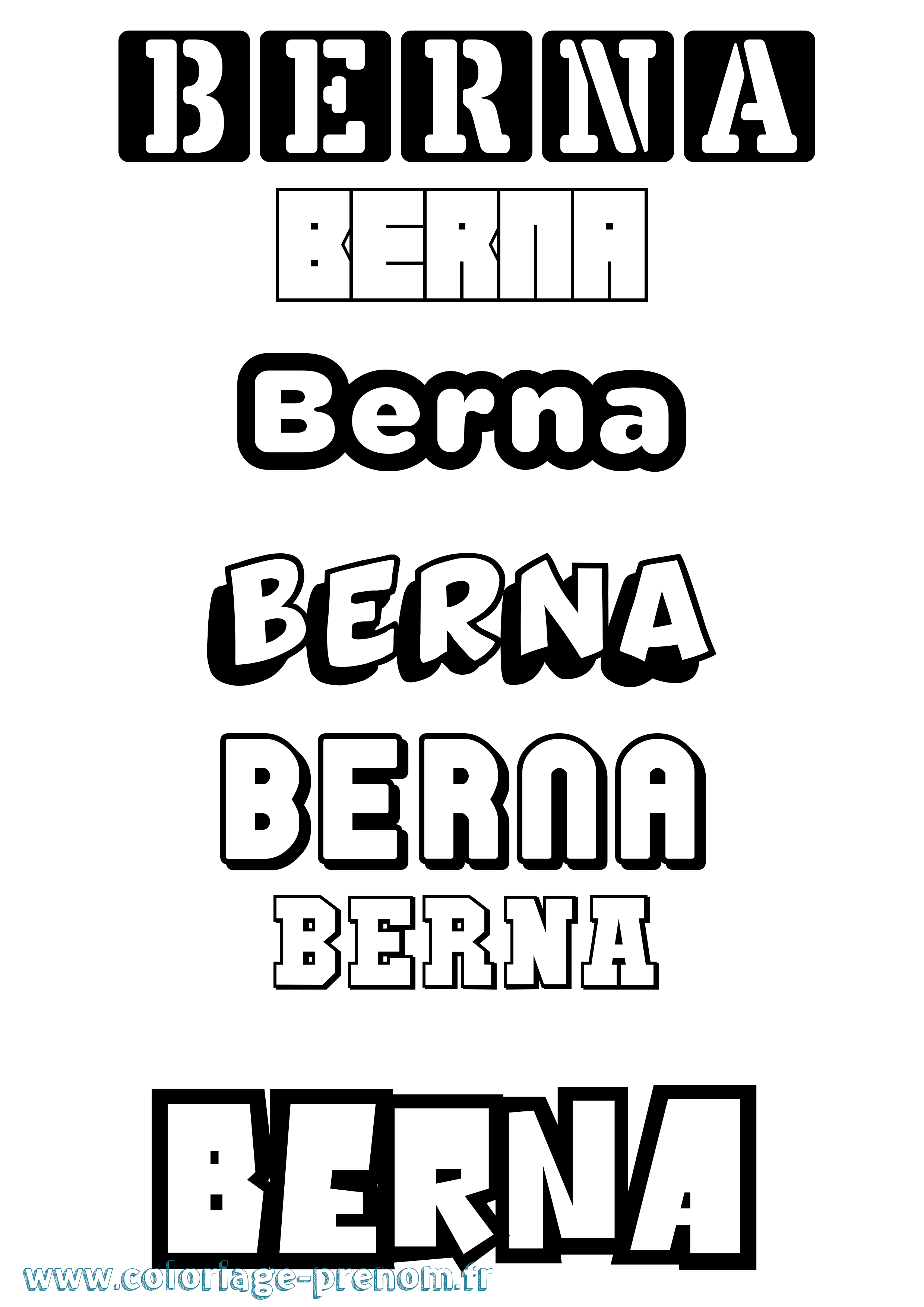 Coloriage prénom Berna Simple