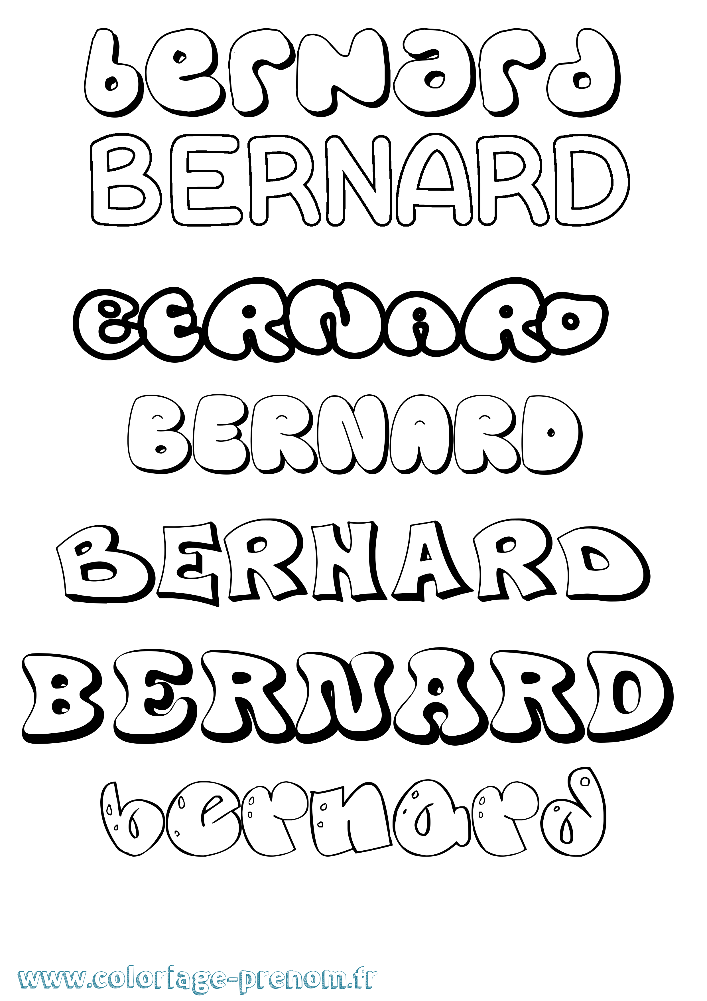 Coloriage prénom Bernard Bubble
