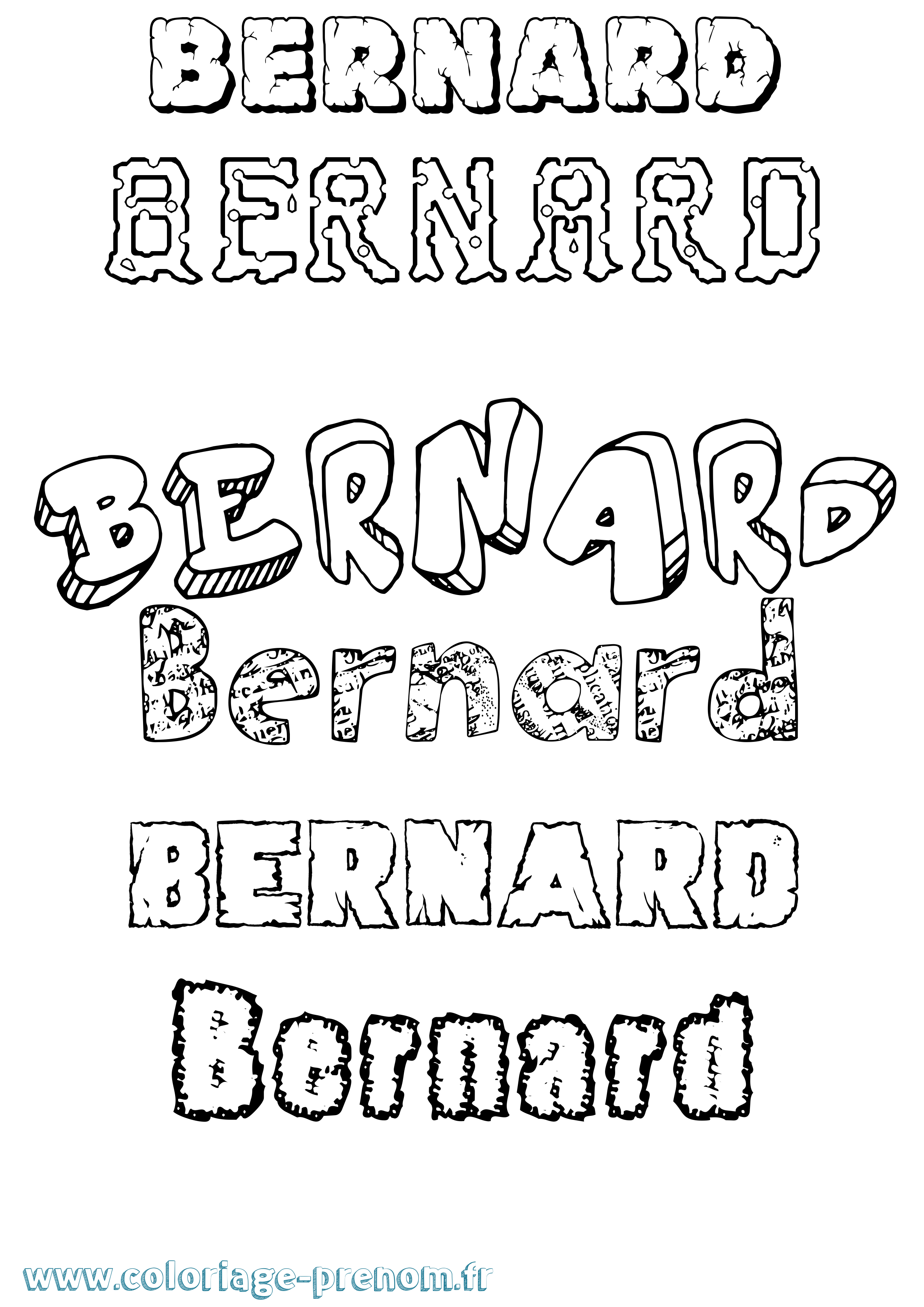 Coloriage prénom Bernard Destructuré