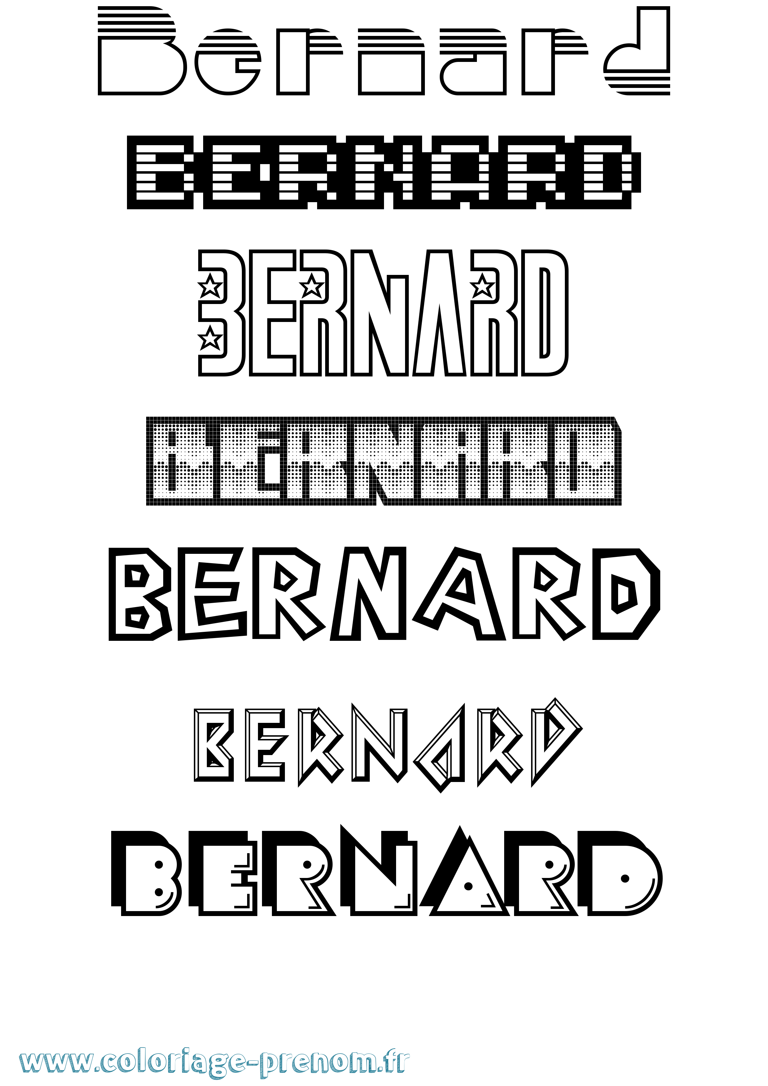 Coloriage prénom Bernard Jeux Vidéos