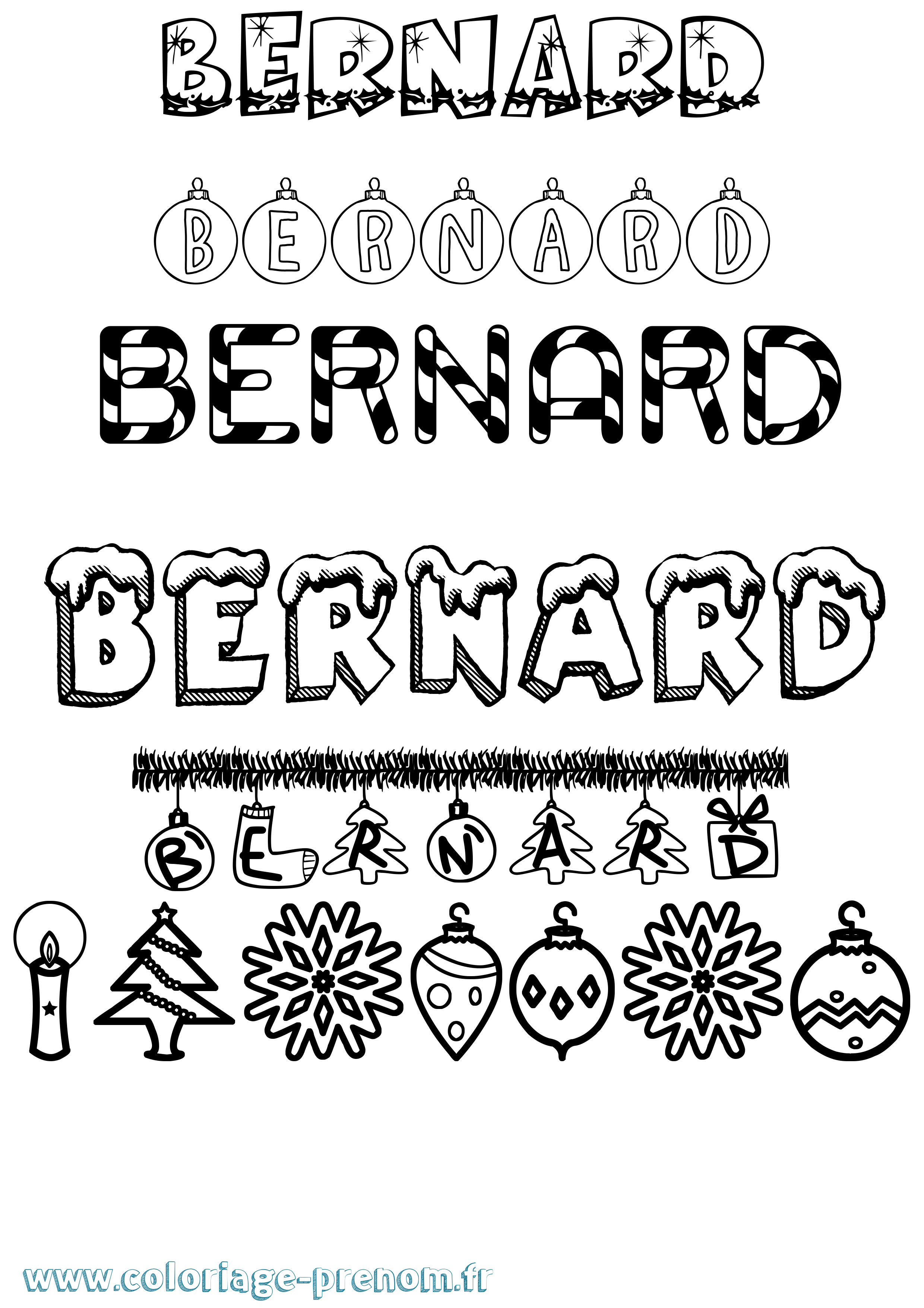 Coloriage prénom Bernard Noël