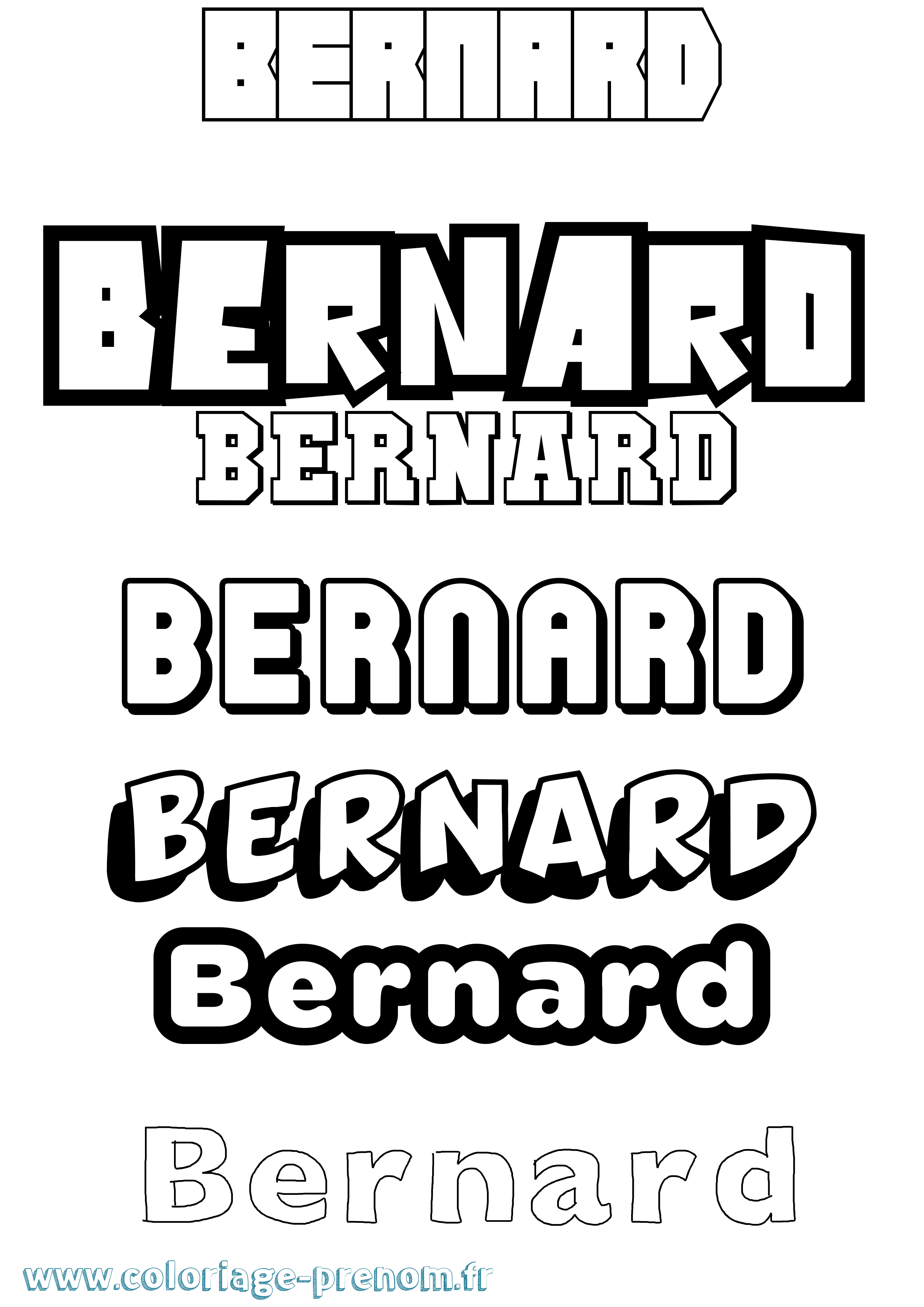 Coloriage prénom Bernard Simple
