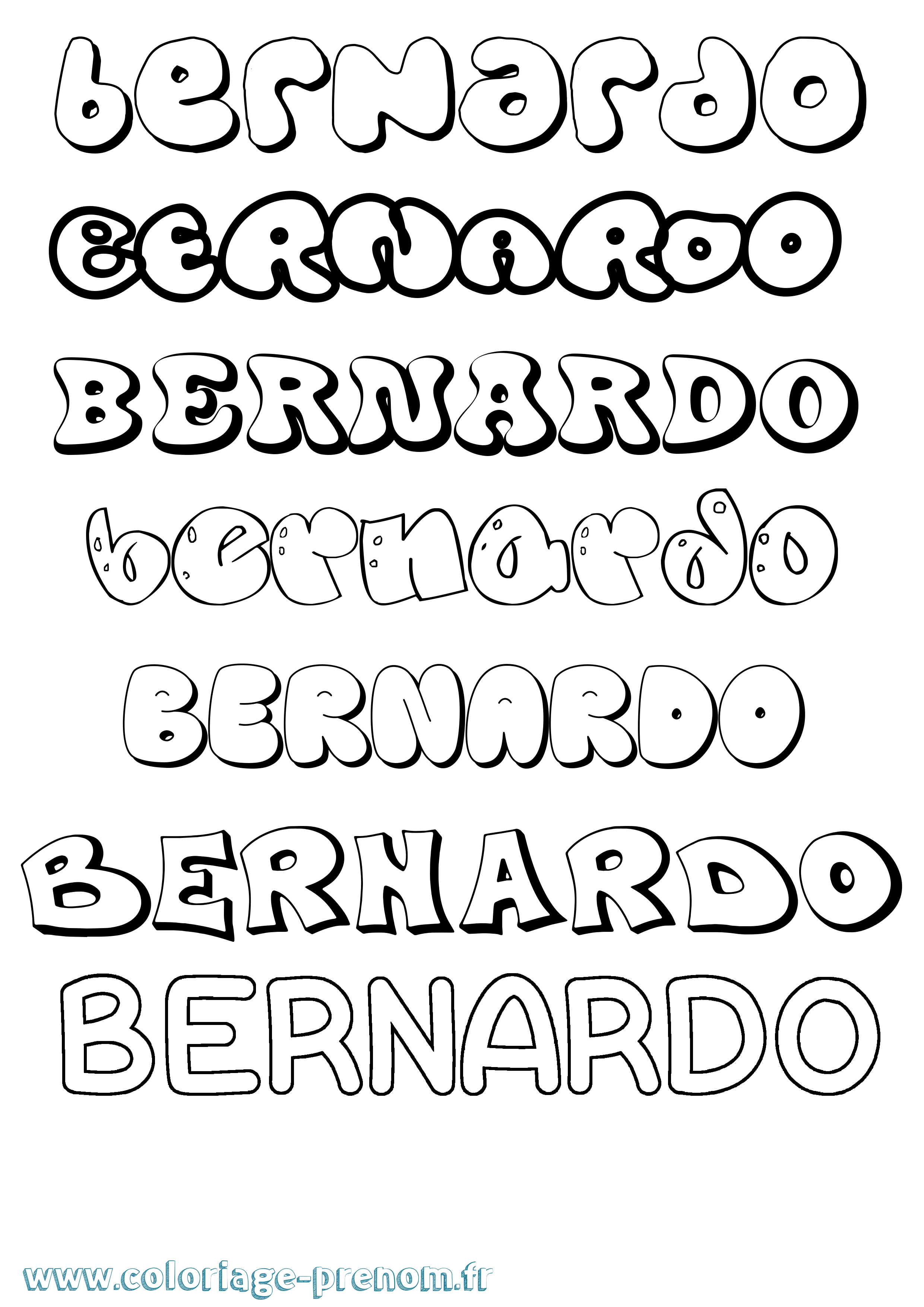 Coloriage prénom Bernardo Bubble