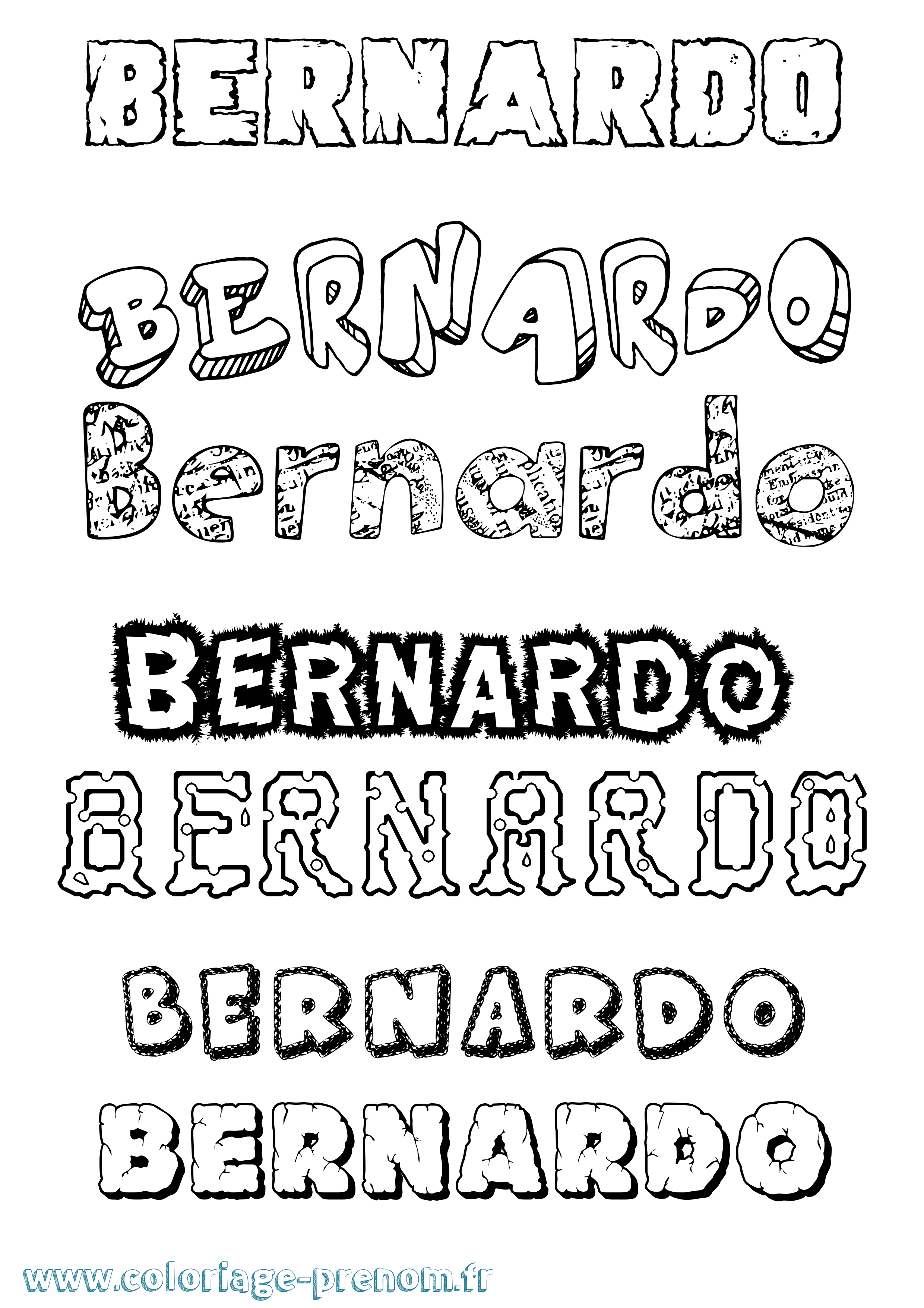 Coloriage prénom Bernardo Destructuré