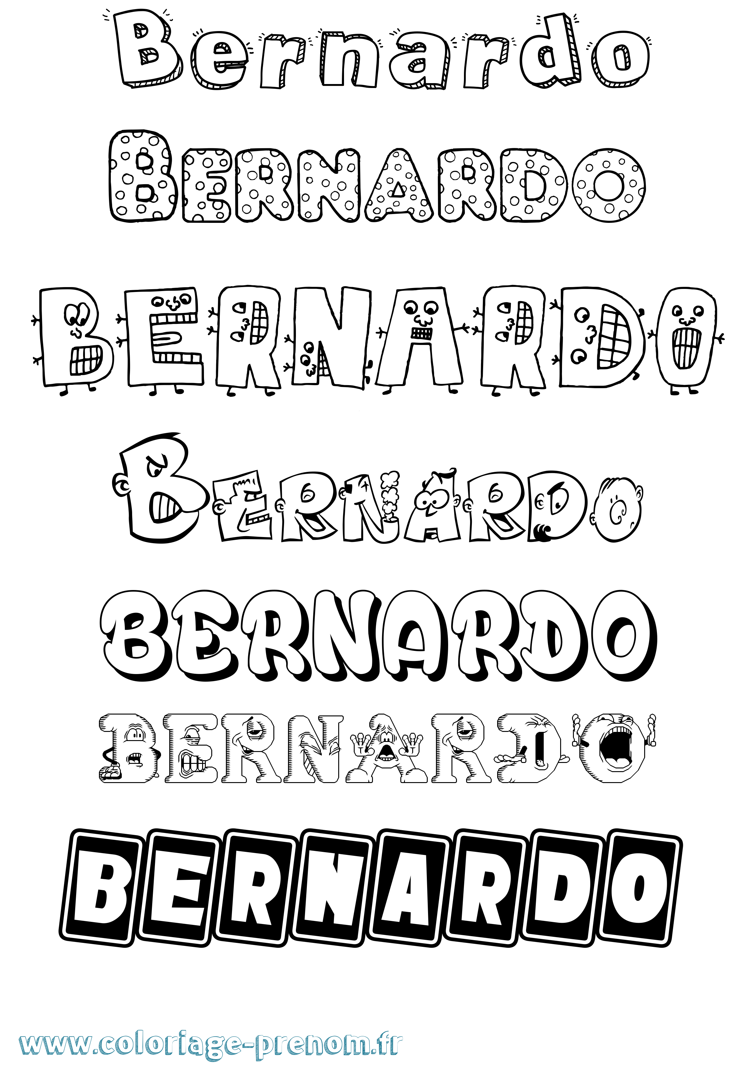 Coloriage prénom Bernardo Fun