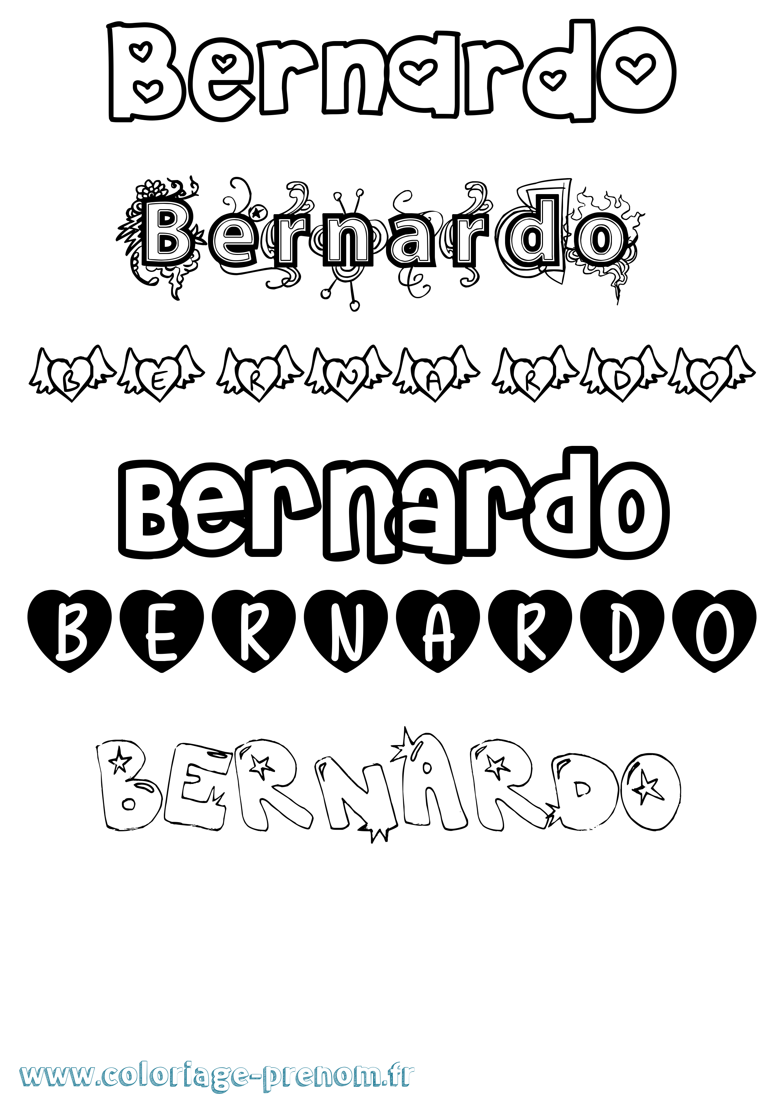 Coloriage prénom Bernardo Girly