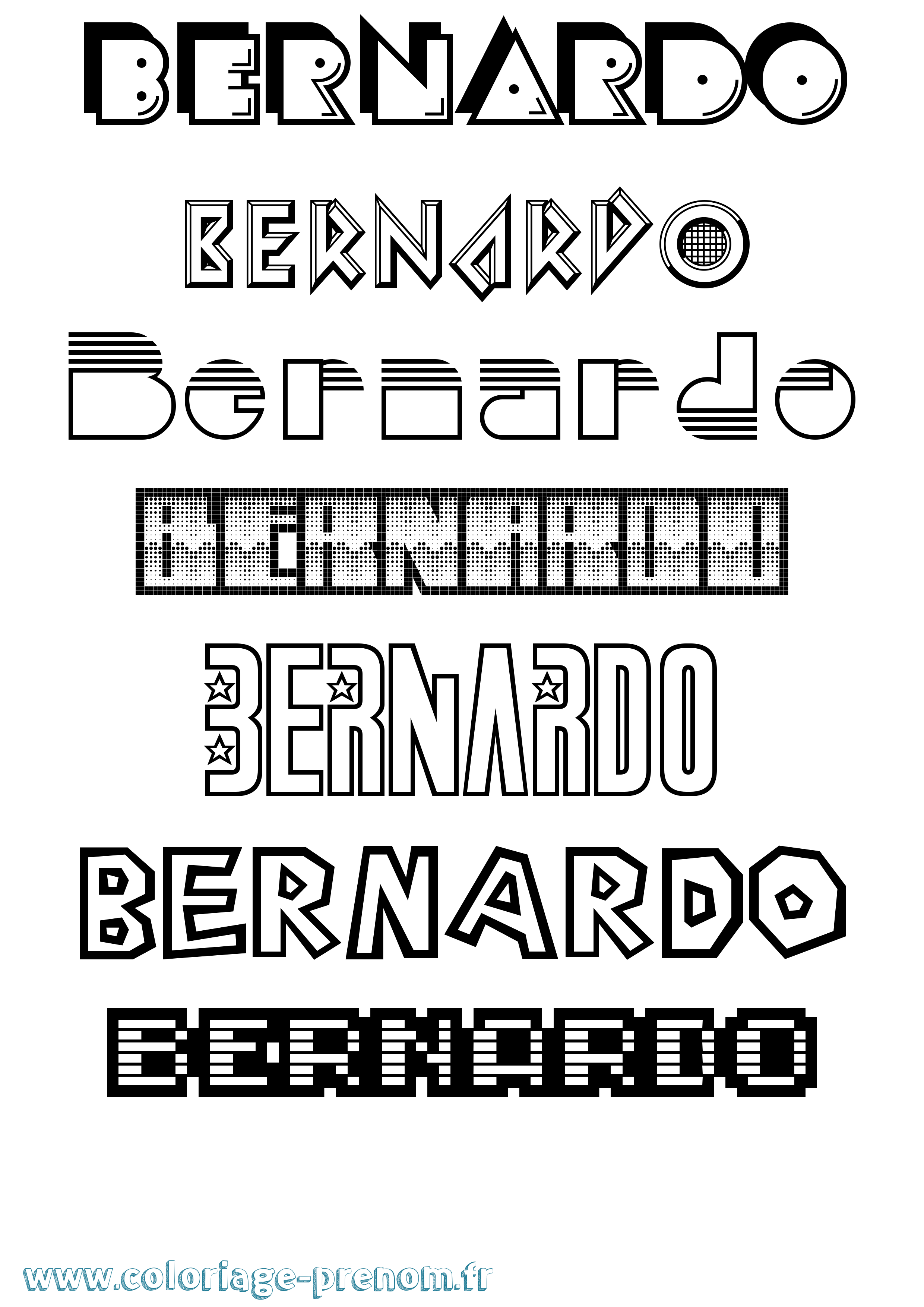 Coloriage prénom Bernardo Jeux Vidéos