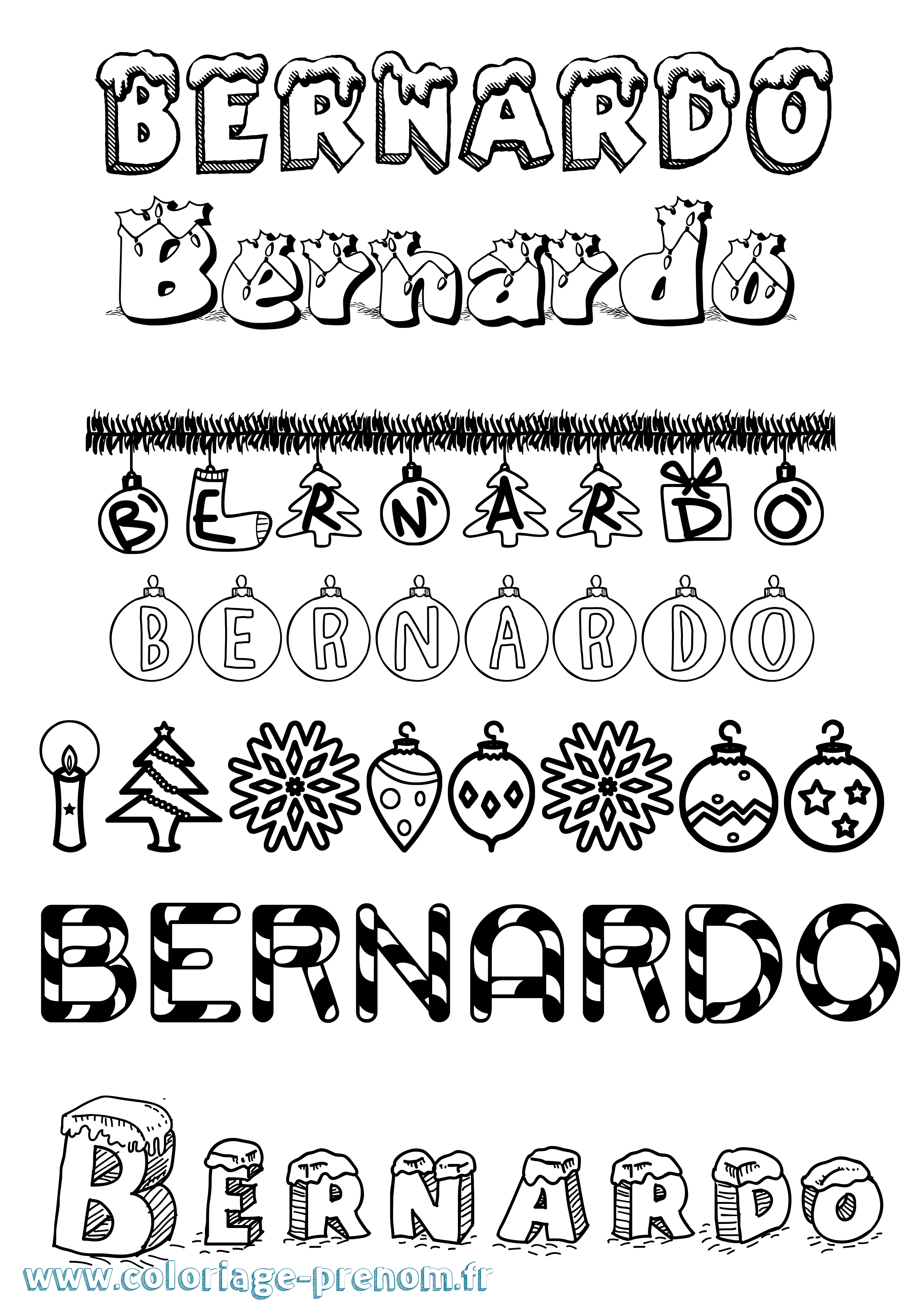 Coloriage prénom Bernardo Noël