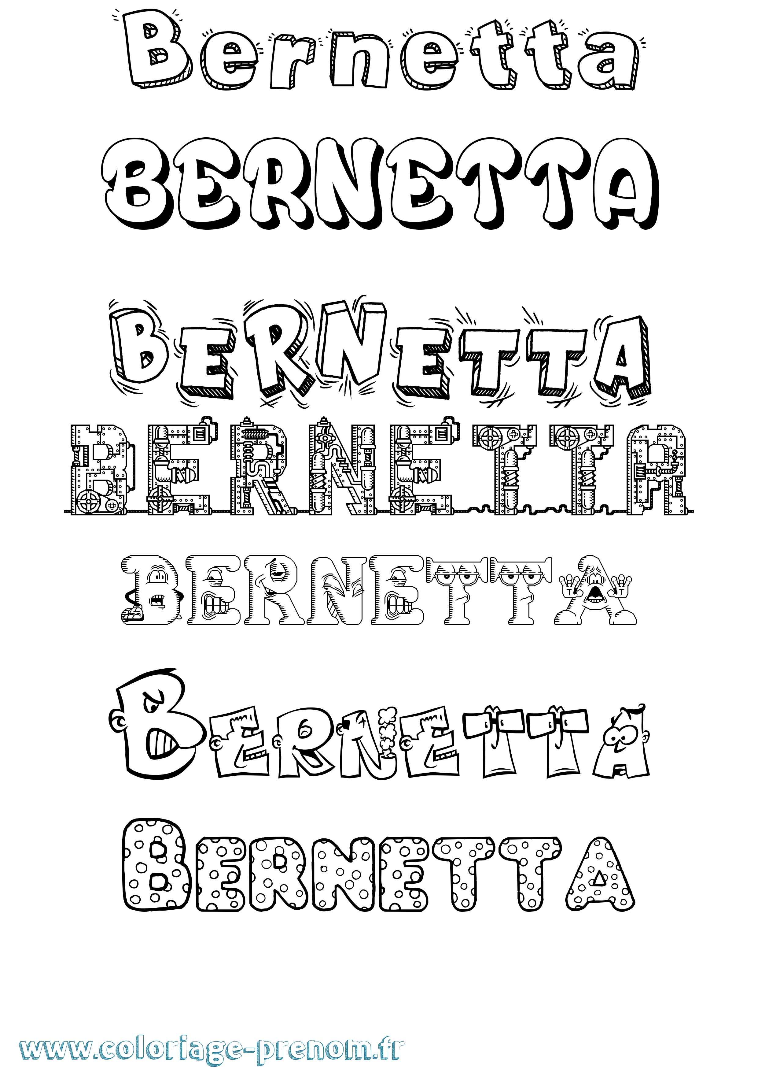 Coloriage prénom Bernetta Fun