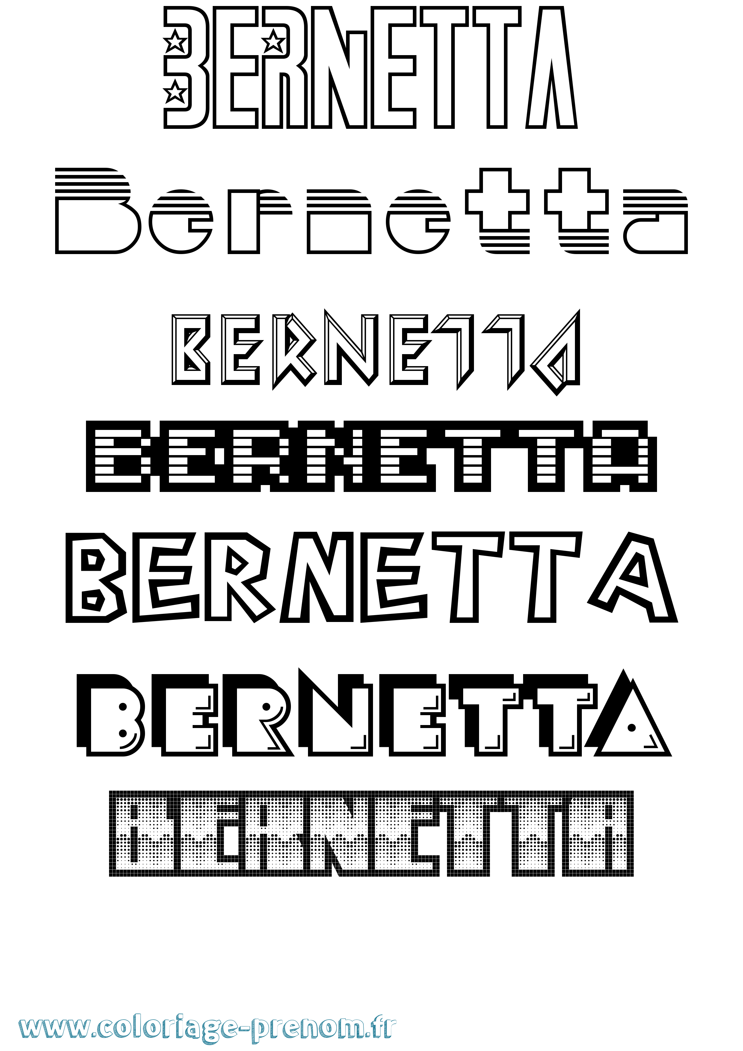 Coloriage prénom Bernetta Jeux Vidéos