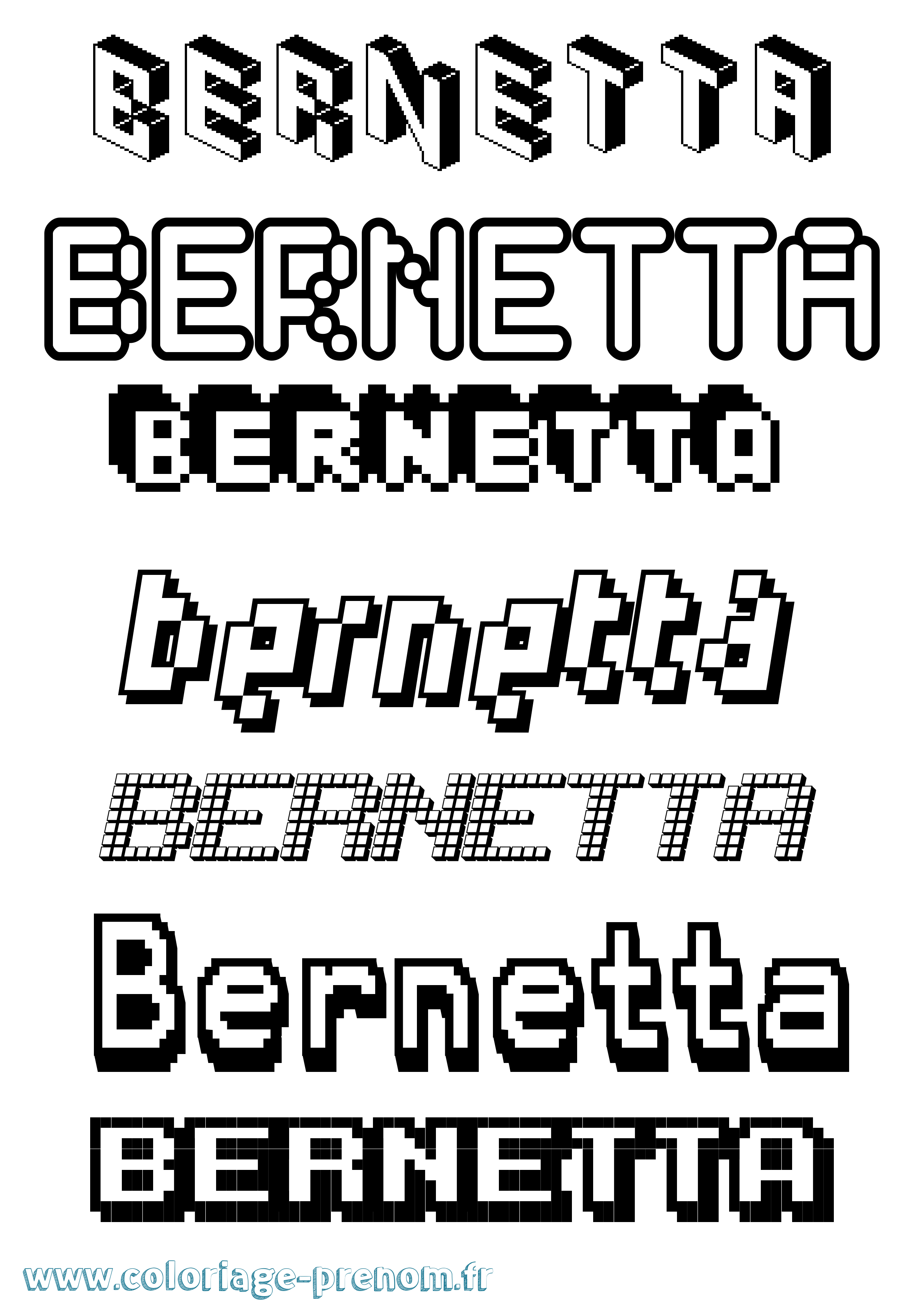 Coloriage prénom Bernetta Pixel