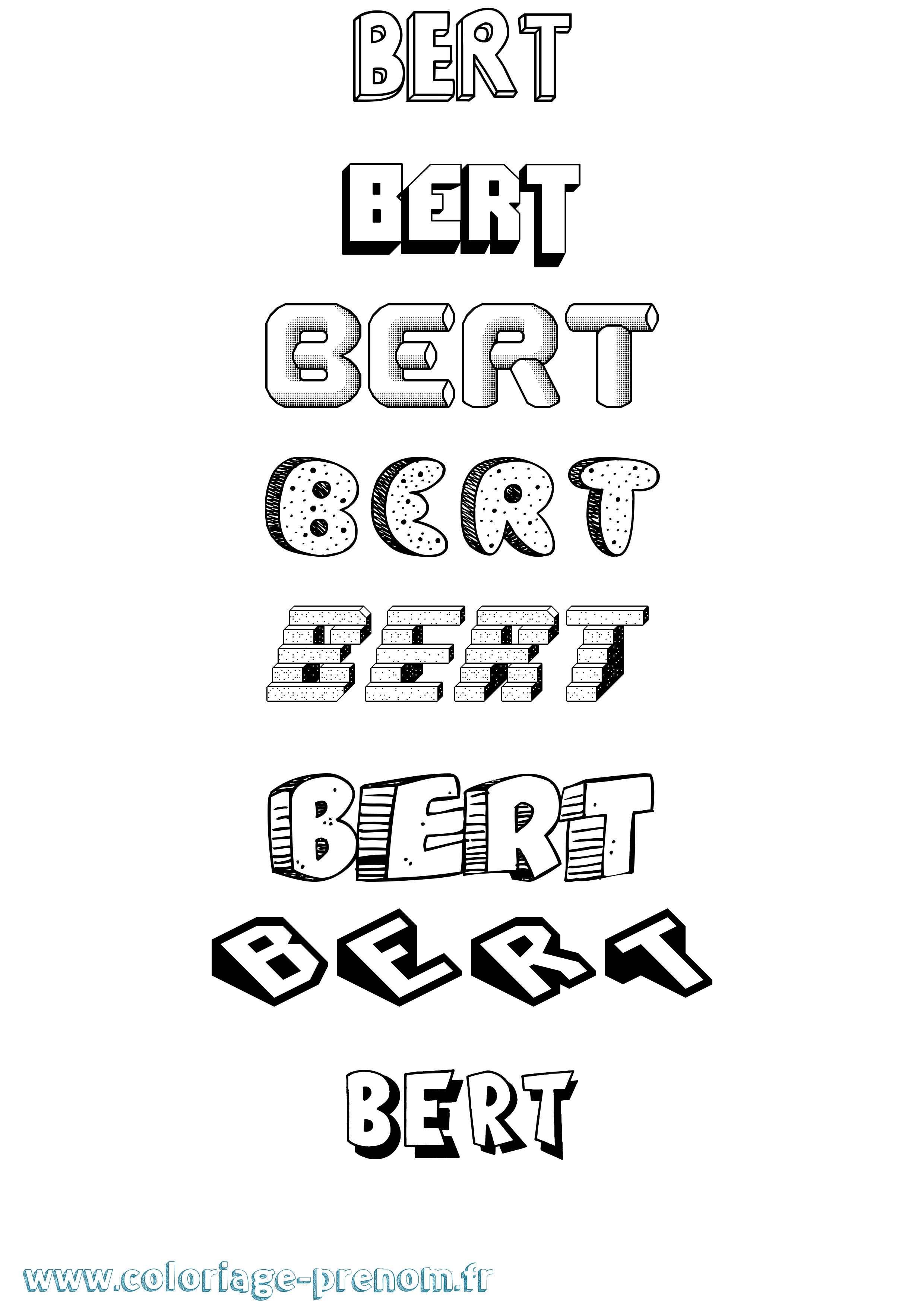 Coloriage prénom Bert Effet 3D