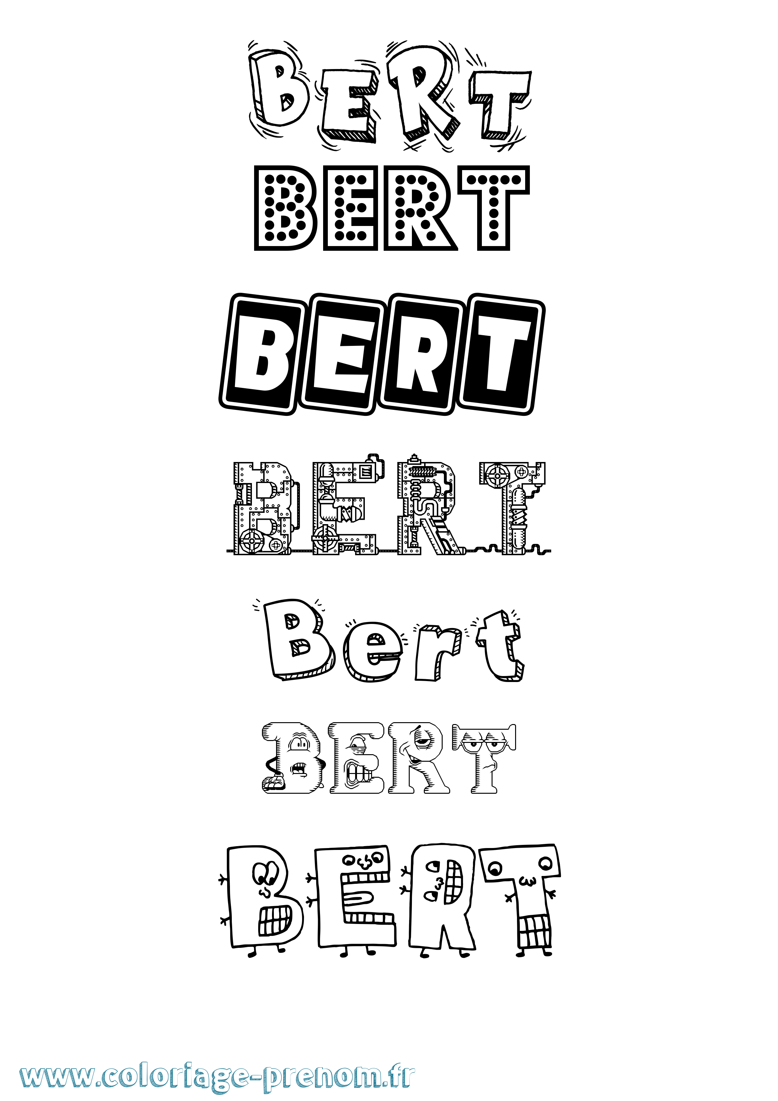Coloriage prénom Bert Fun