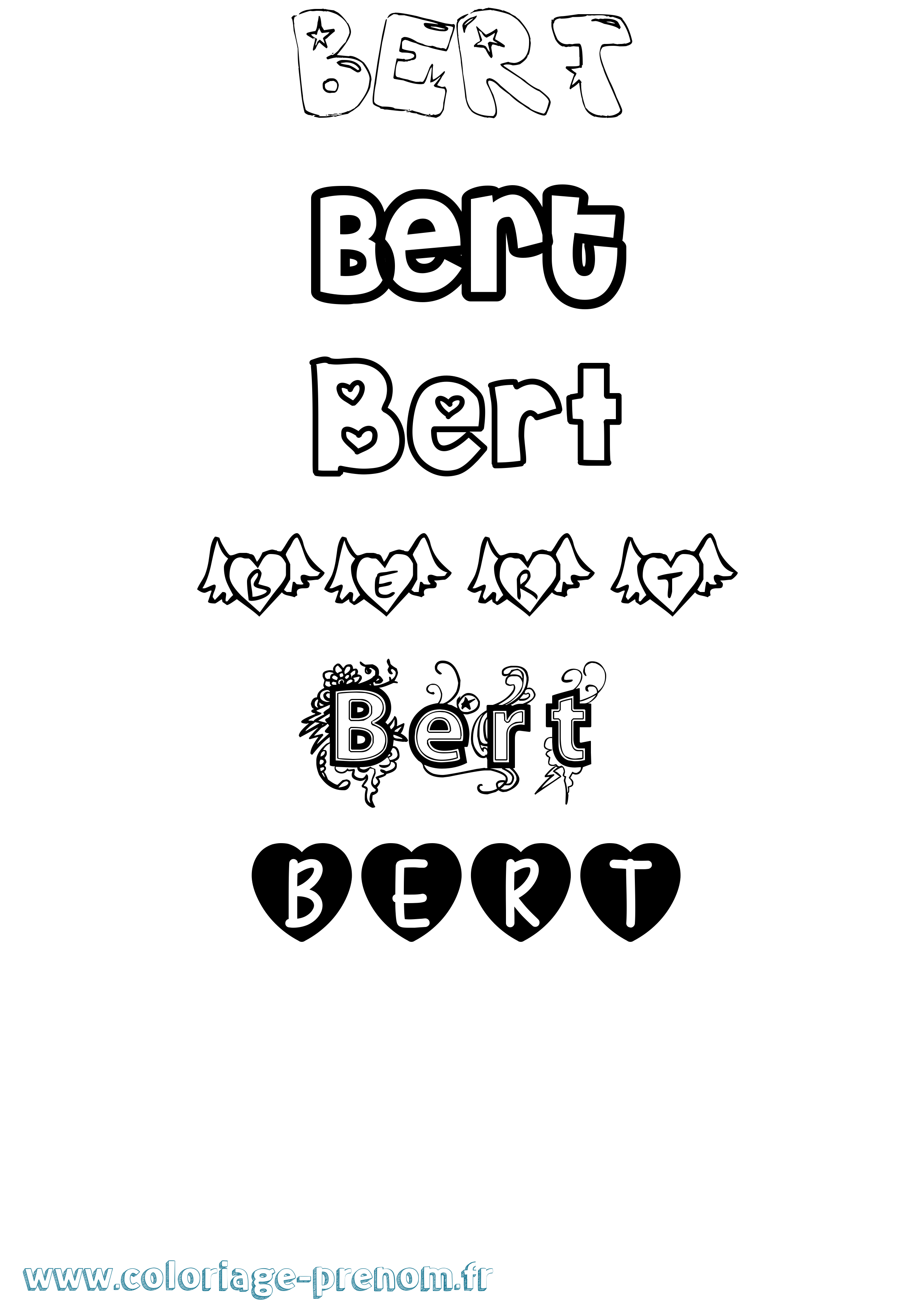 Coloriage prénom Bert Girly