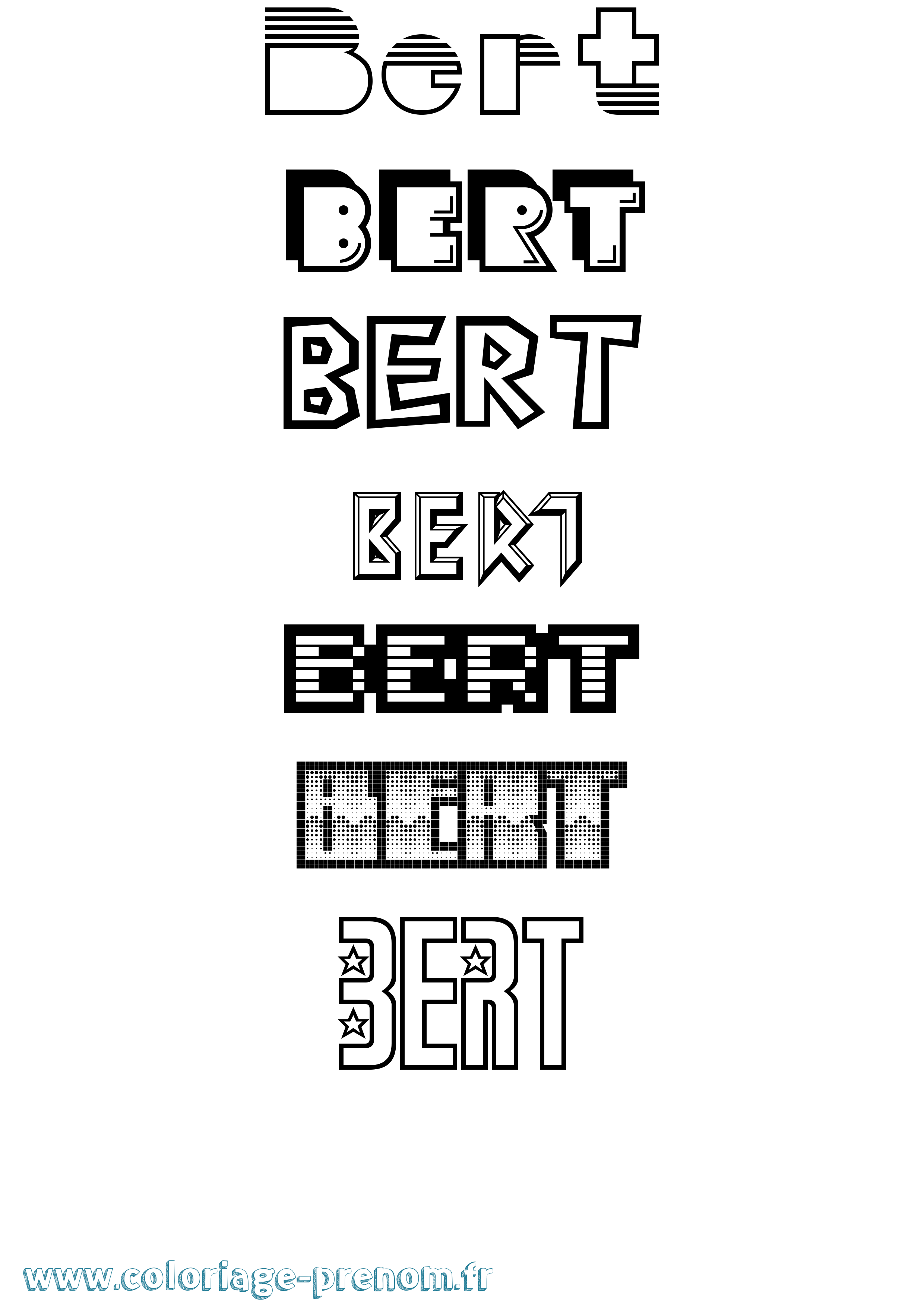 Coloriage prénom Bert Jeux Vidéos