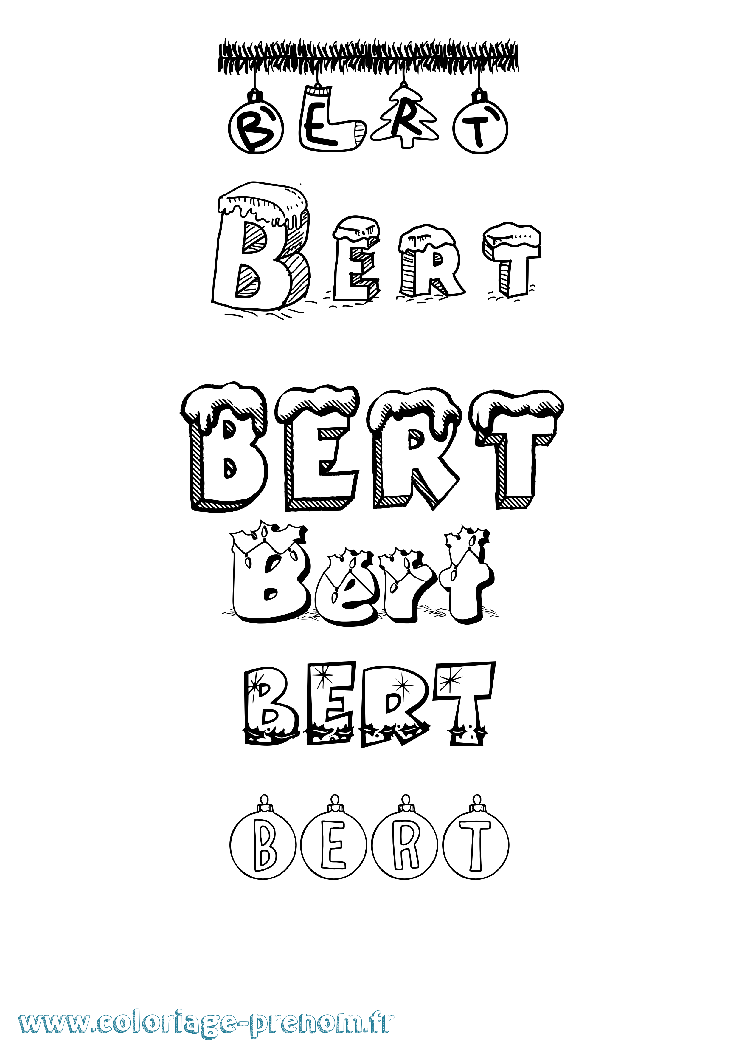 Coloriage prénom Bert Noël