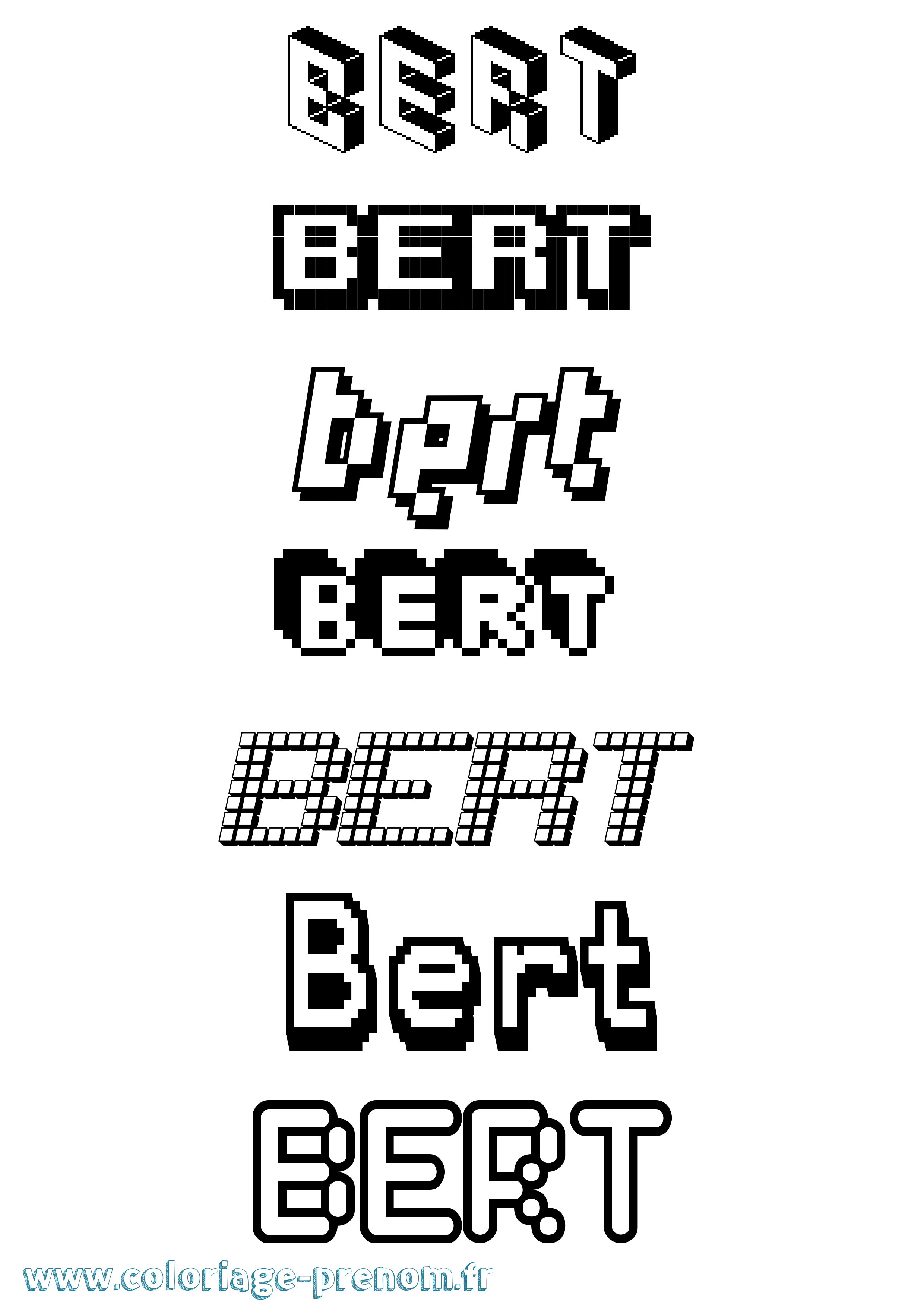 Coloriage prénom Bert Pixel