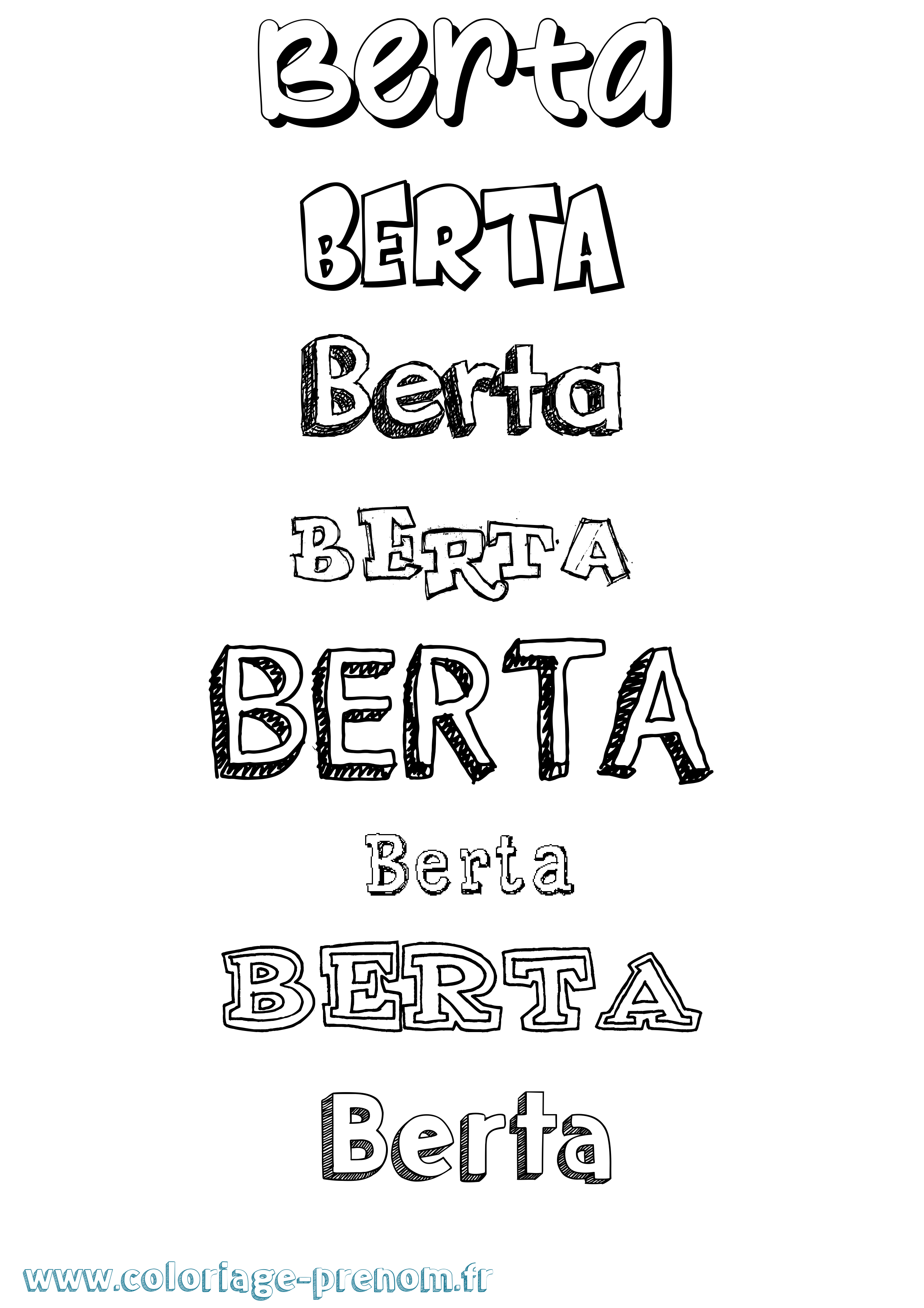 Coloriage prénom Berta Dessiné