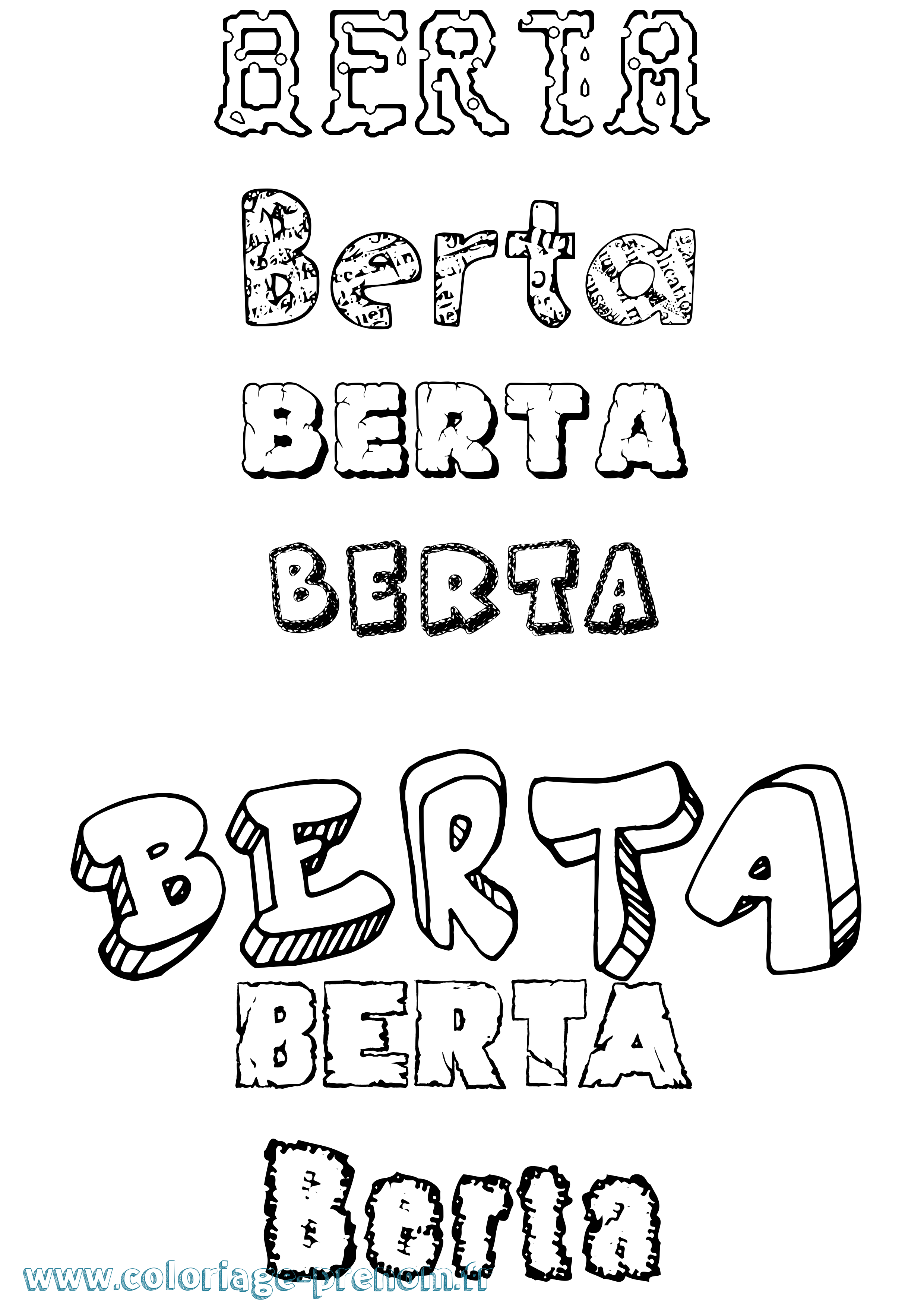 Coloriage prénom Berta Destructuré