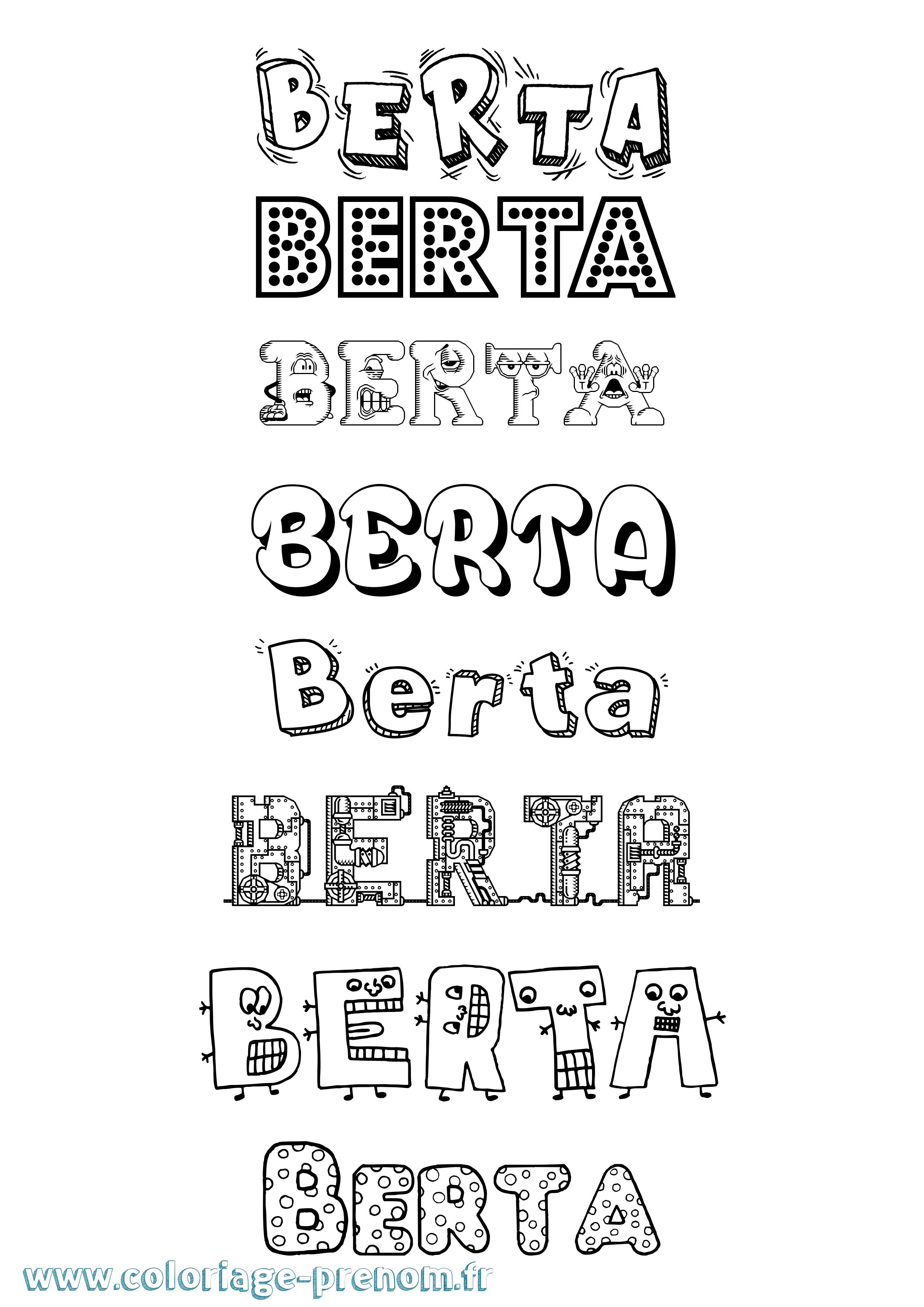 Coloriage prénom Berta Fun