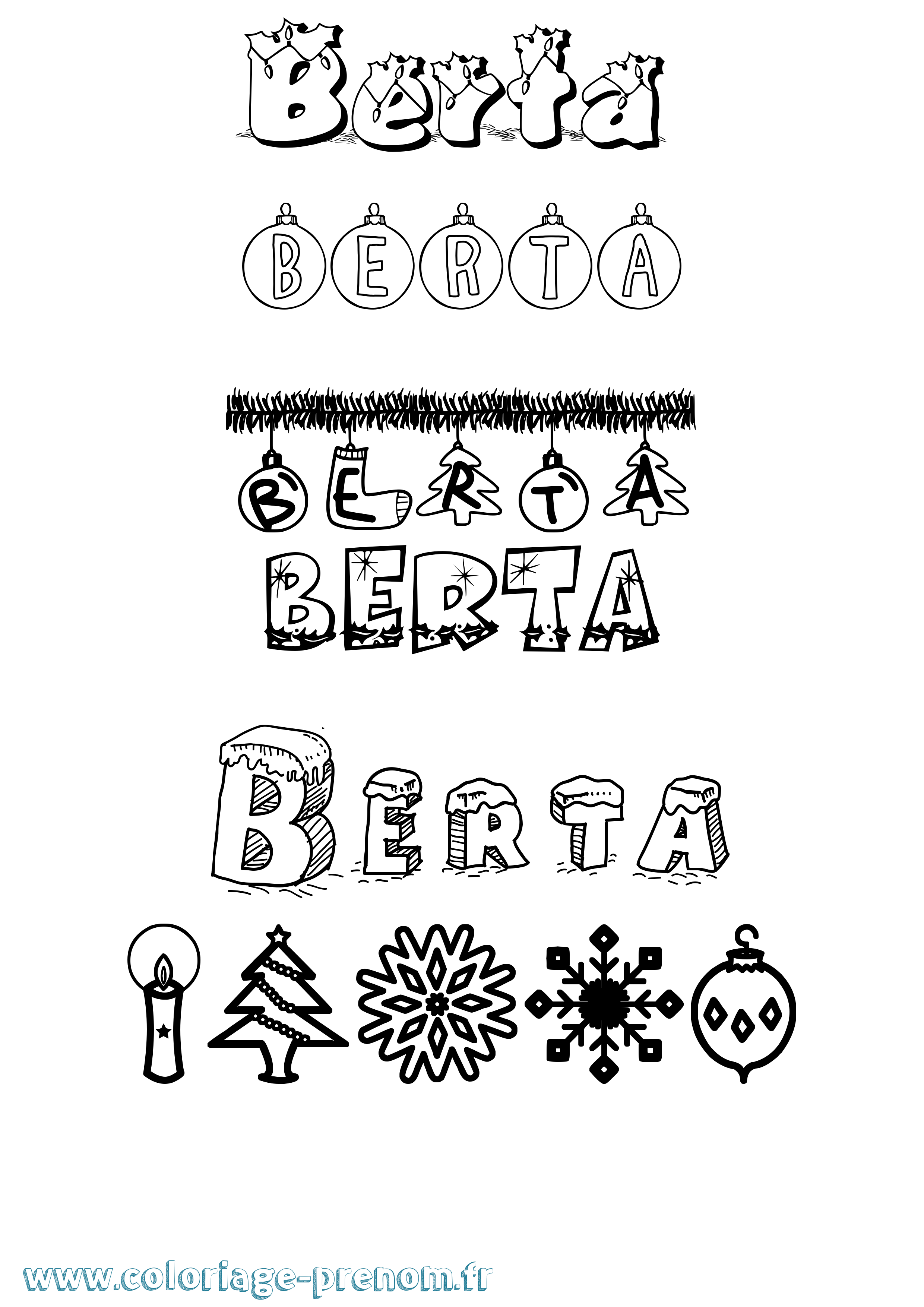 Coloriage prénom Berta Noël