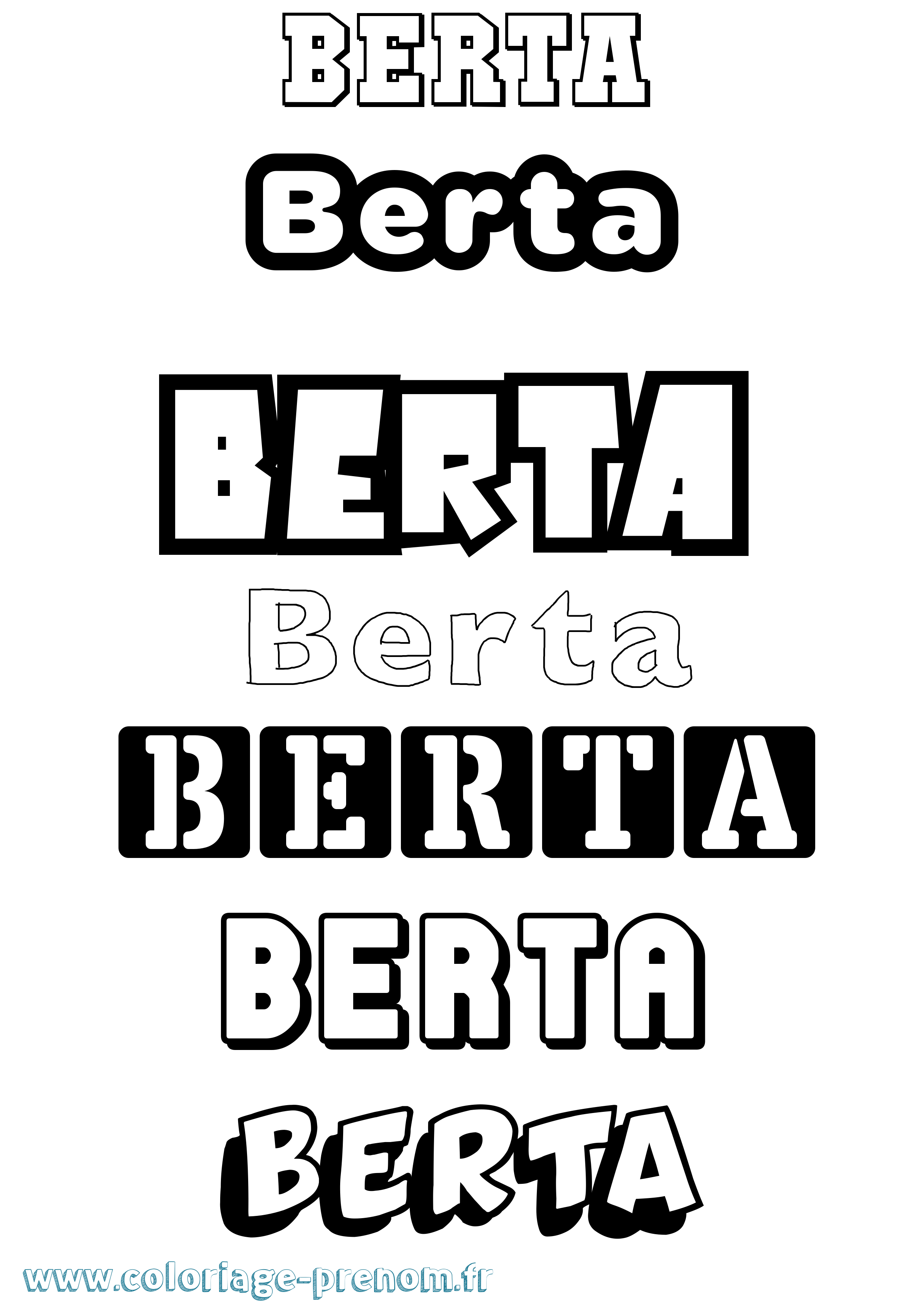 Coloriage prénom Berta Simple