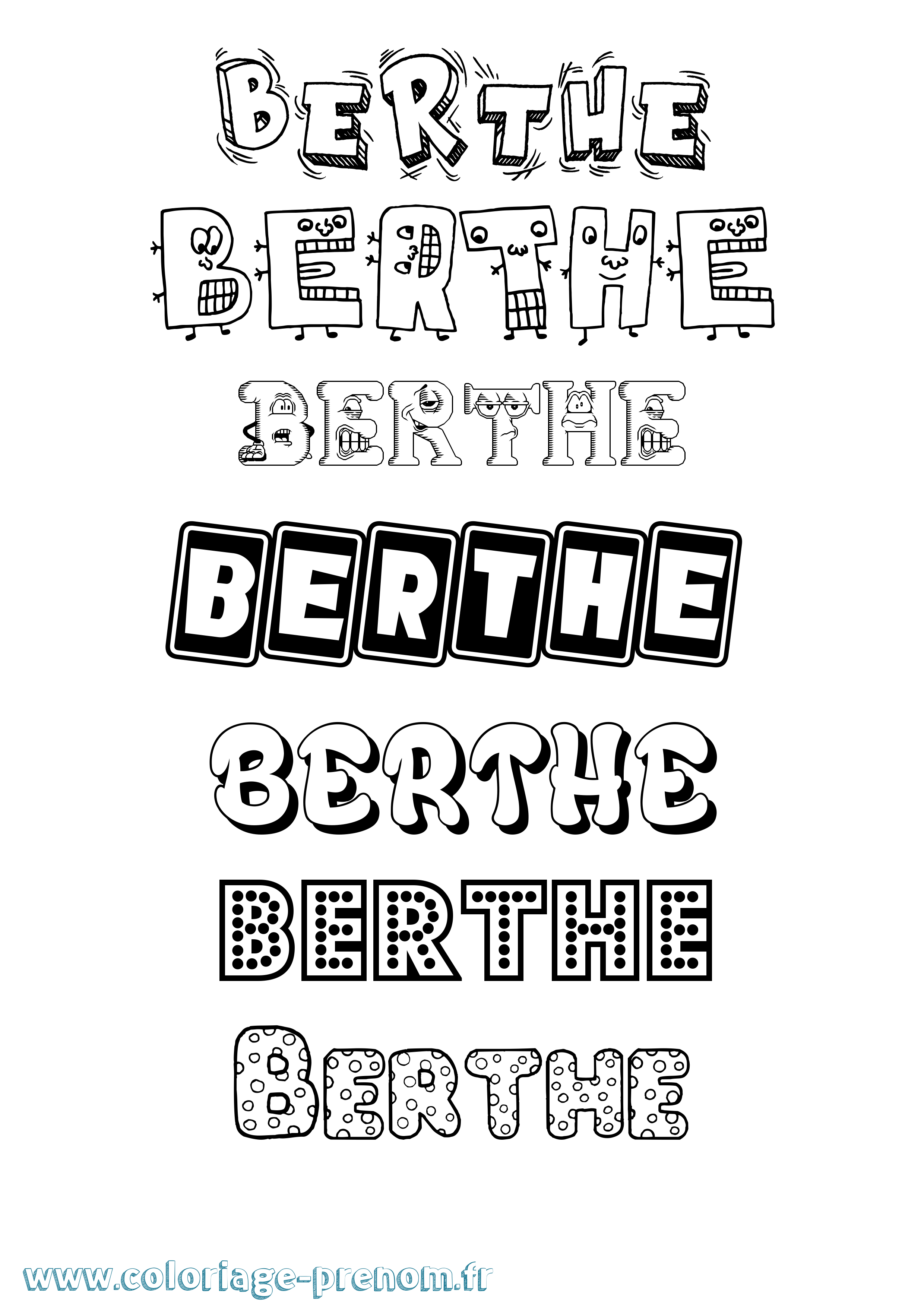 Coloriage prénom Berthe Fun