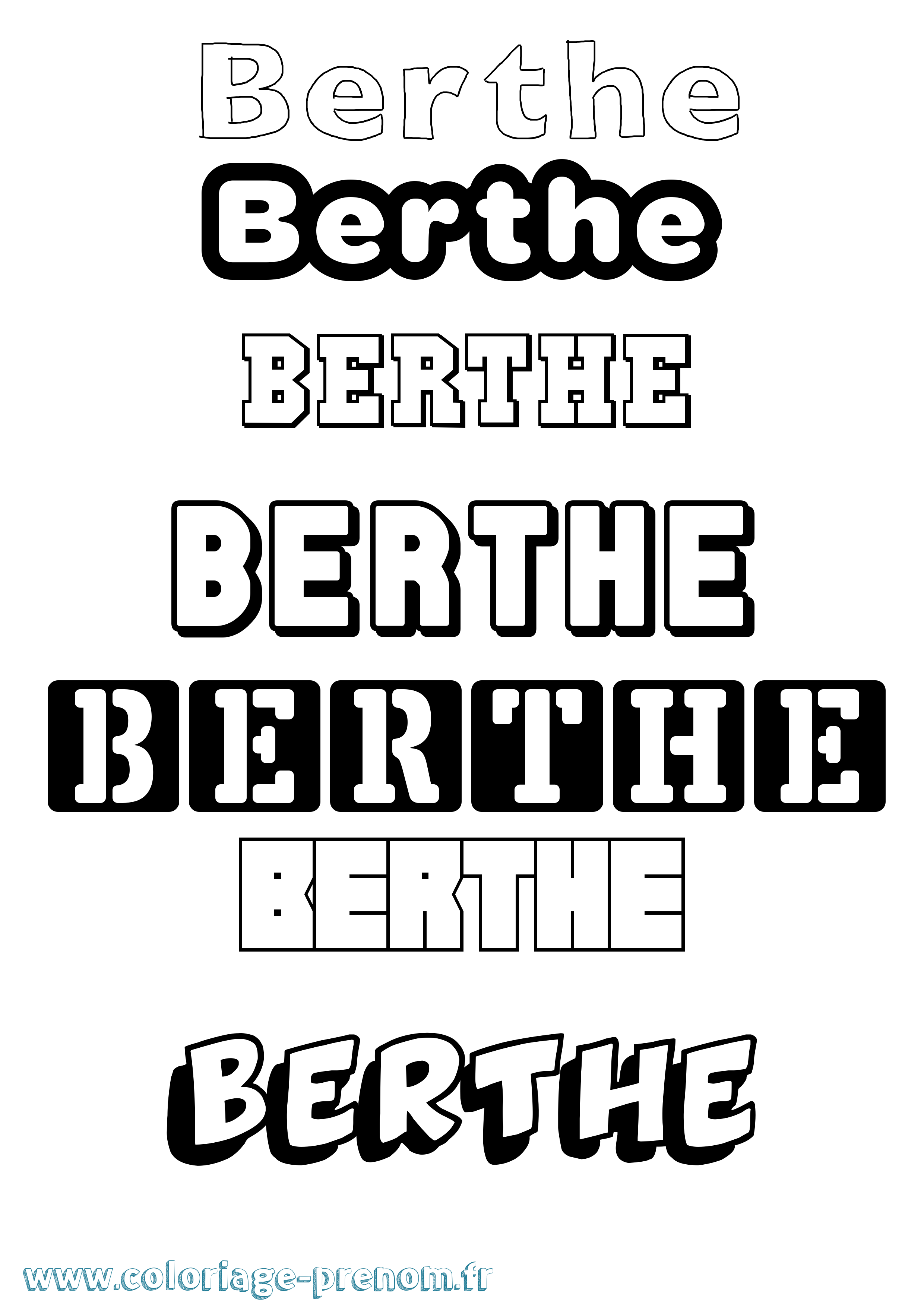 Coloriage prénom Berthe Simple
