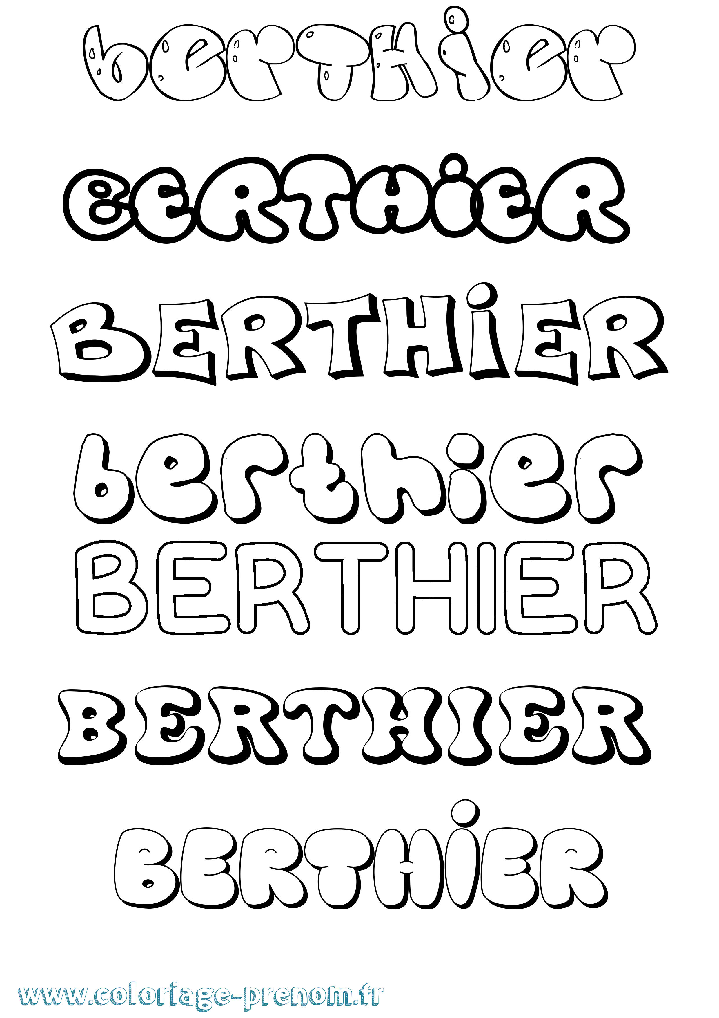 Coloriage prénom Berthier Bubble