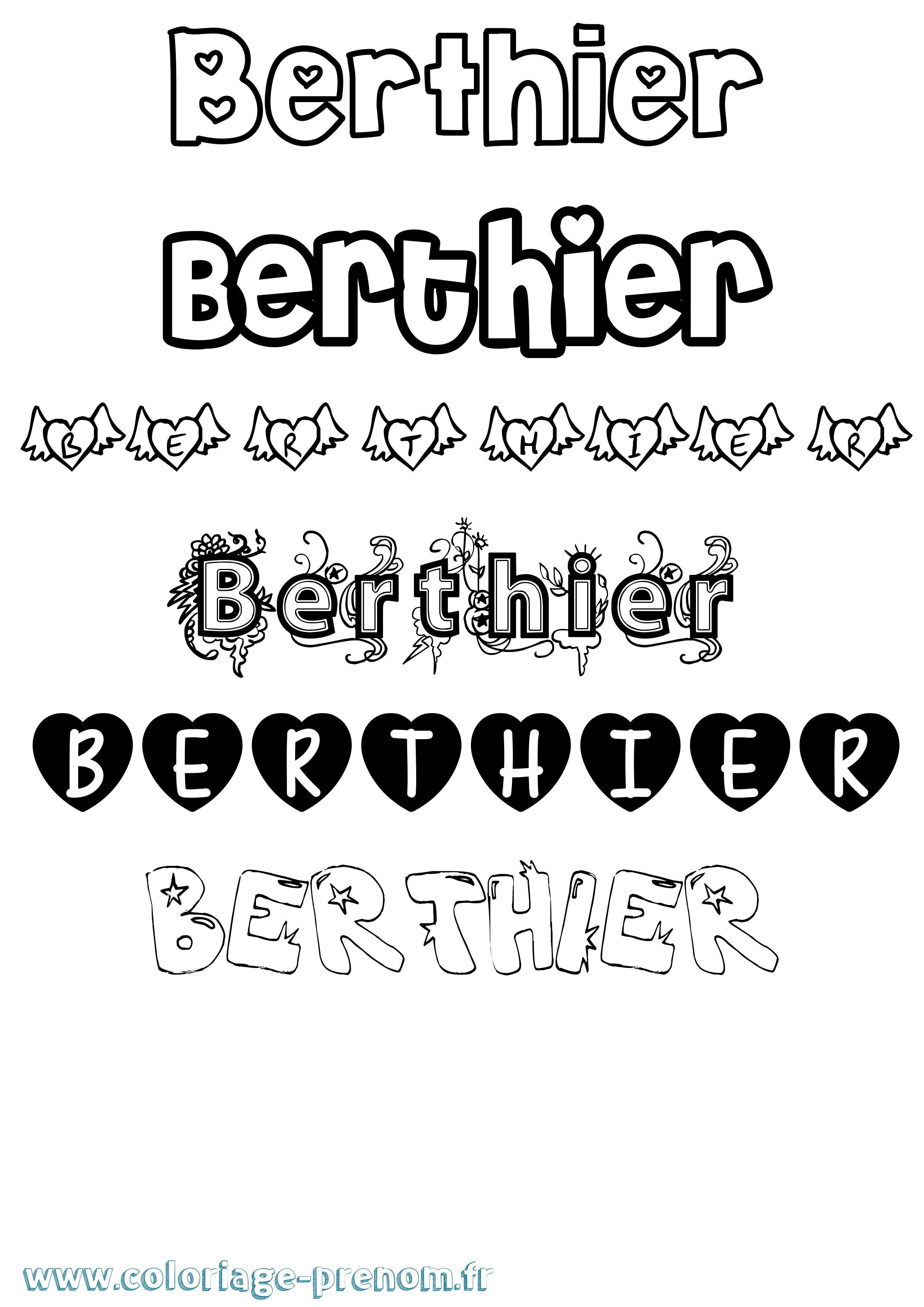 Coloriage prénom Berthier Girly