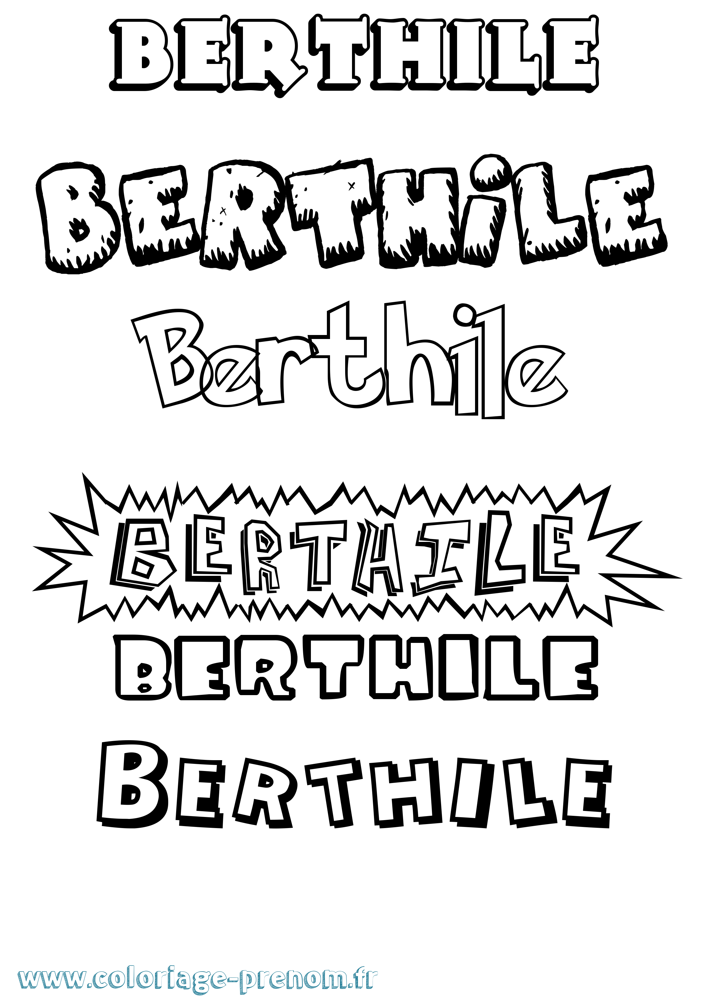 Coloriage Berthile Dessin Animé Coloriage prénom Berthile Dessin Animé