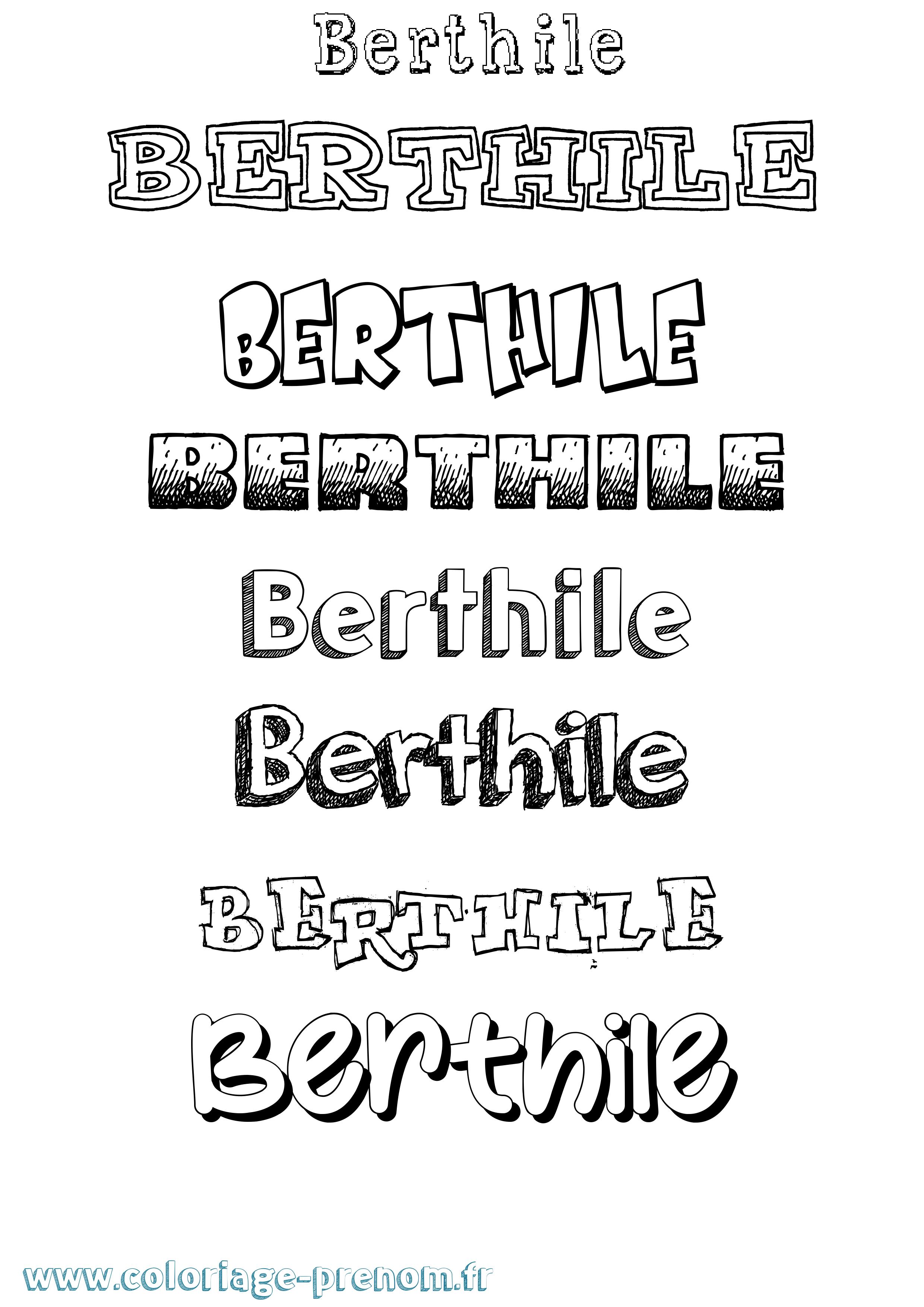 Coloriage prénom Berthile Dessiné